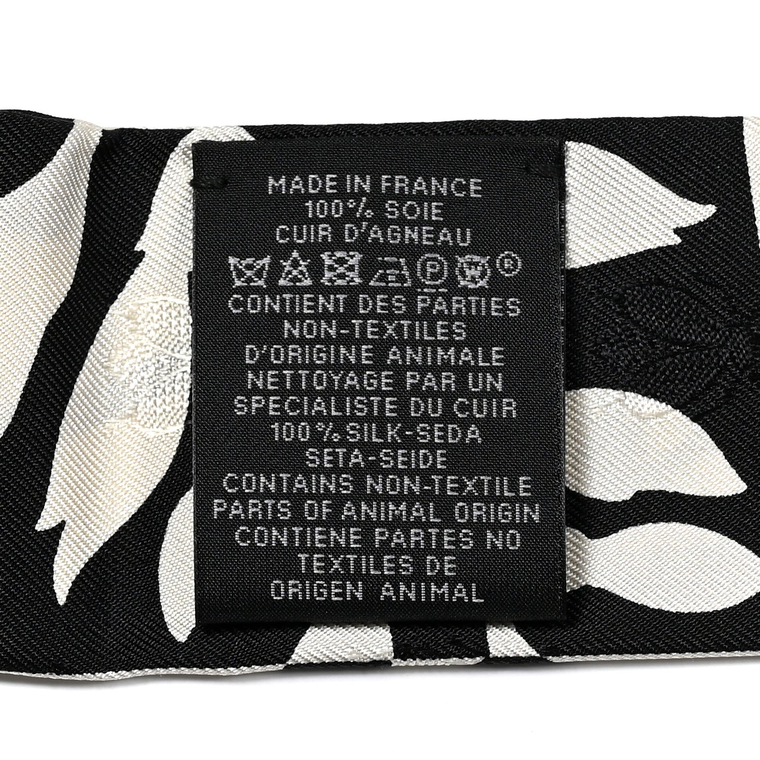 Silk Calfskin Bouquet Final Fringed Twilly Creme Black