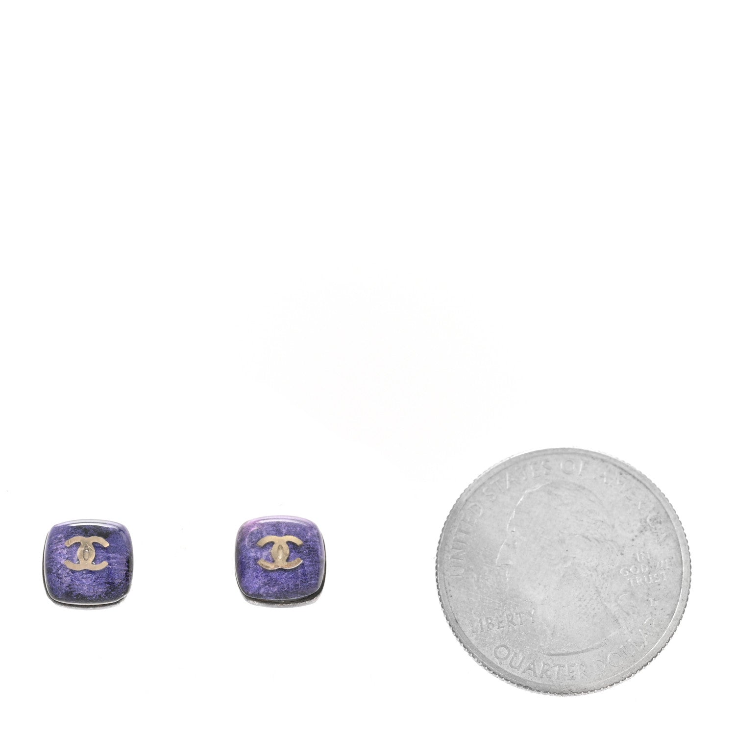 Resin CC Earrings Purple Gold