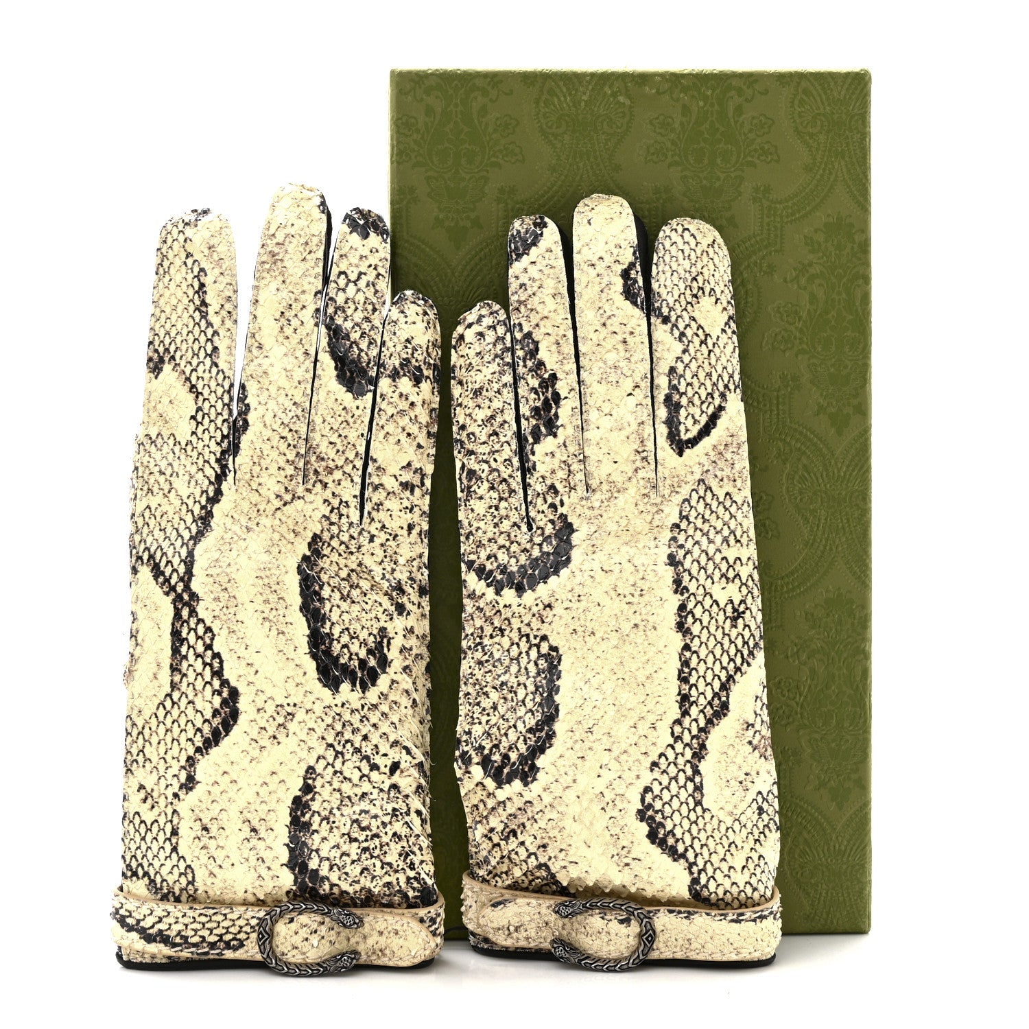 Snakeskin Lambskin Dionysus Gloves 7.5 Beige