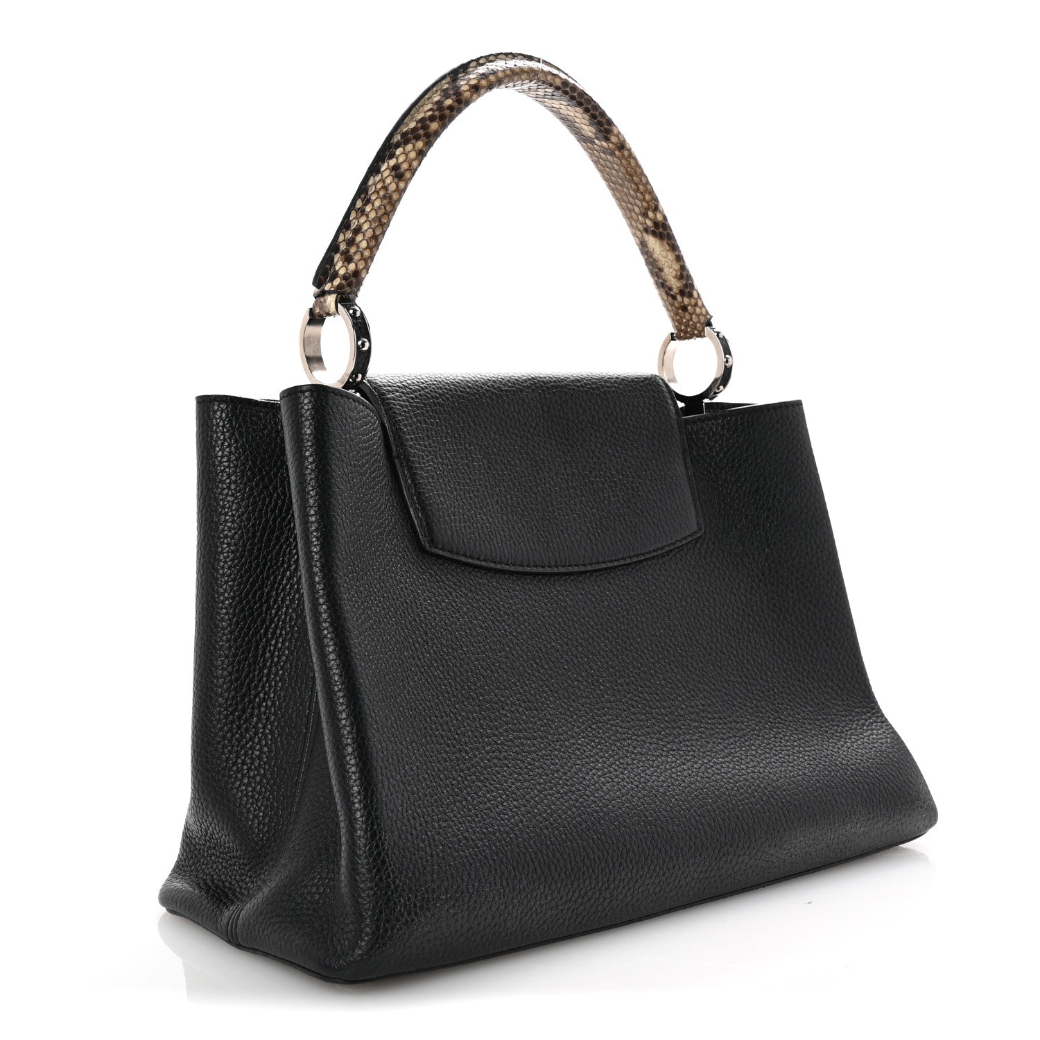 Taurillon Snakeskin Capucines MM Black