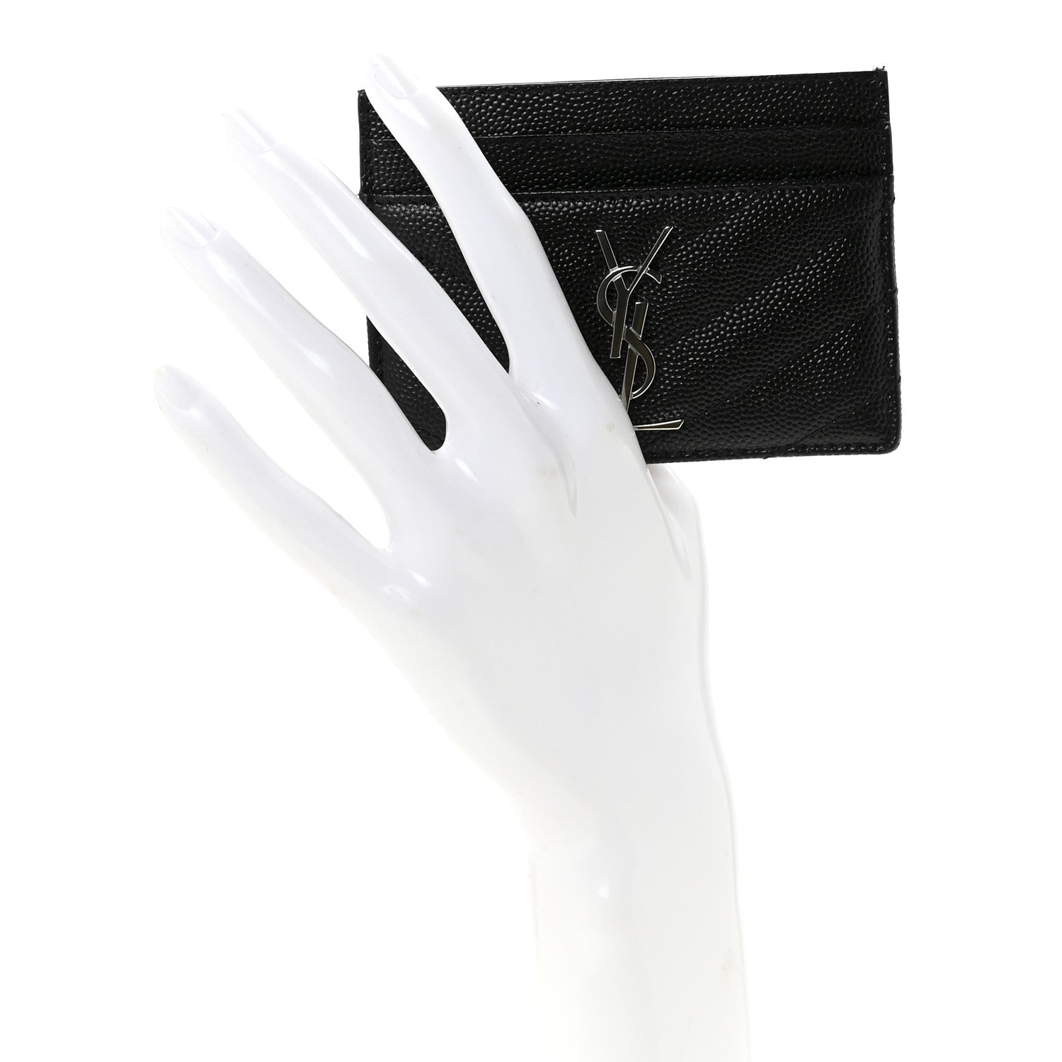 Grain De Poudre Matelasse Chevron Monogram Credit Card Case Black