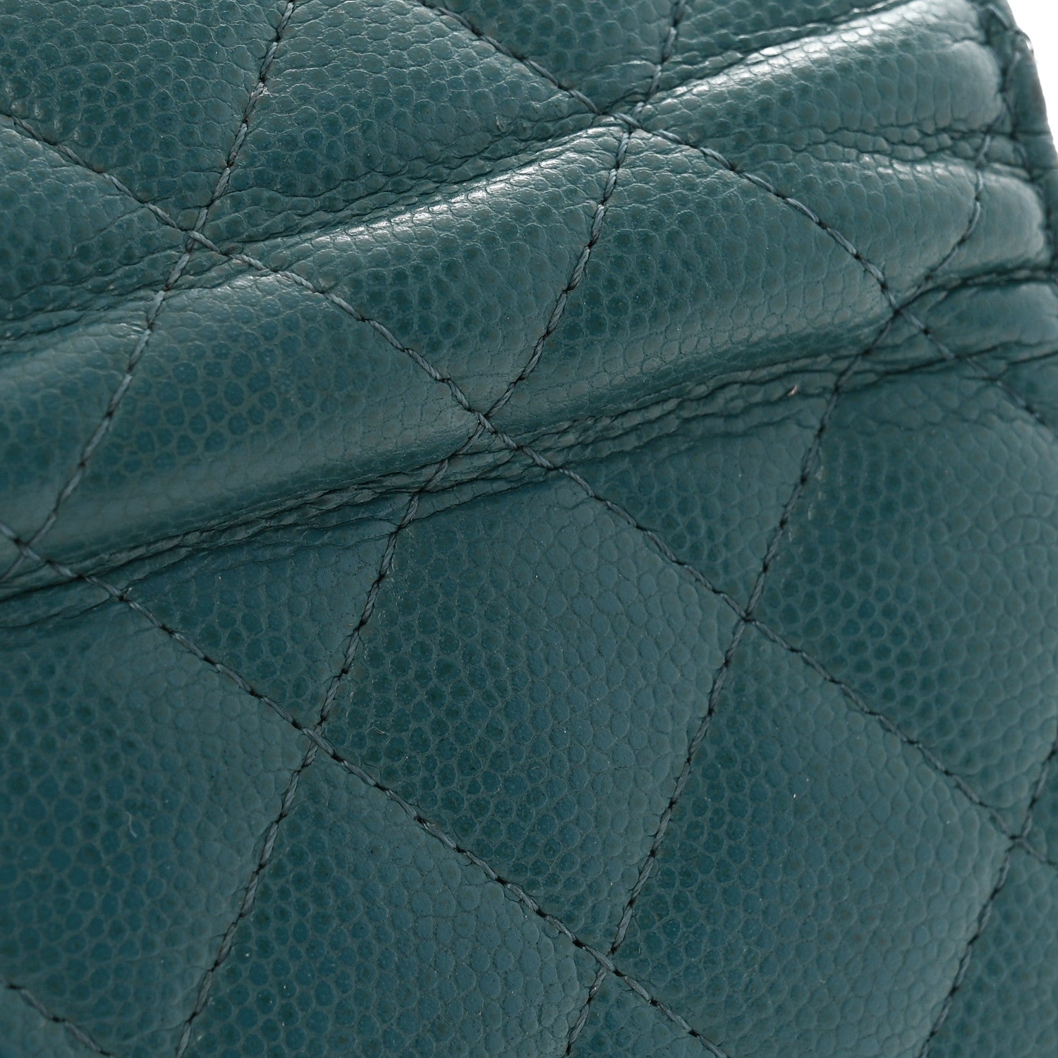 Caviar Quilted Flap Card Holder Turquoise