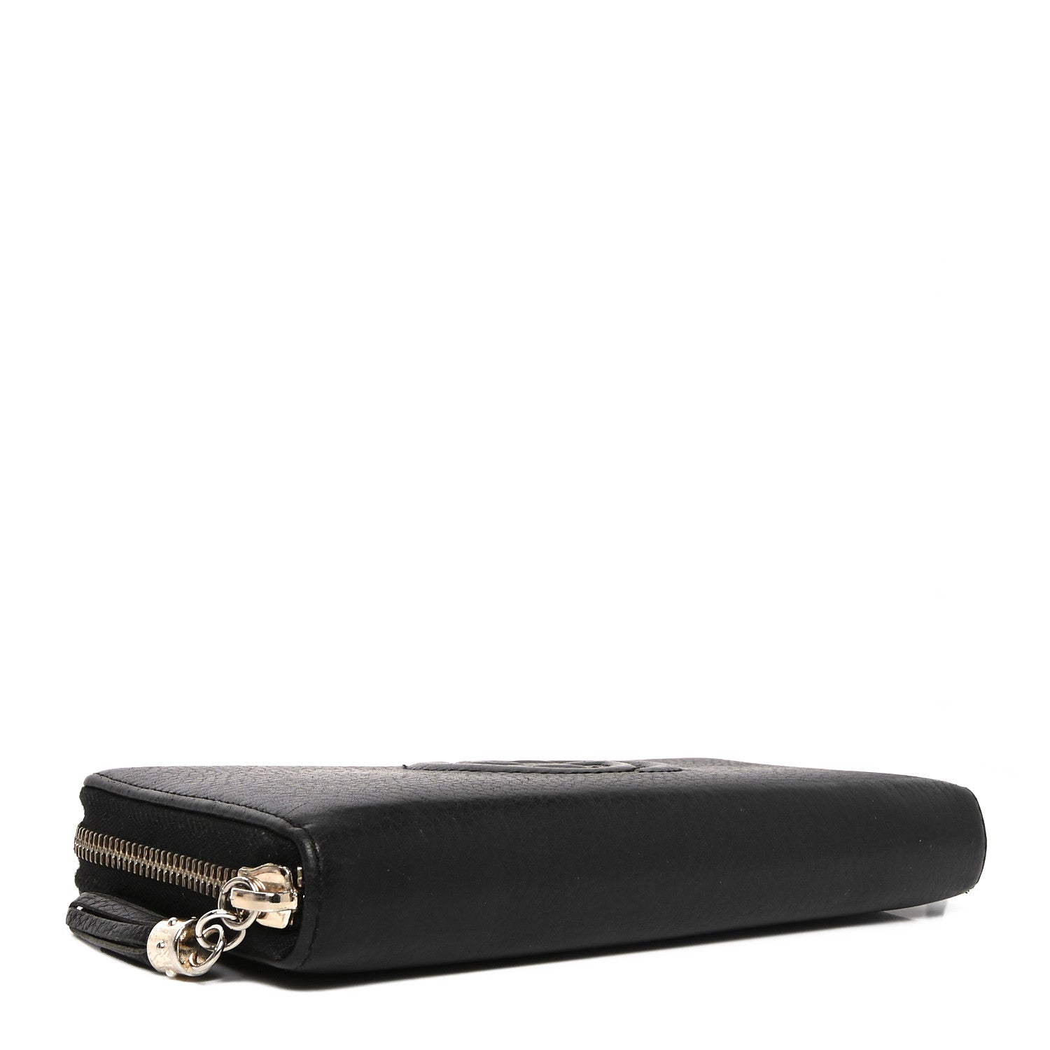 Pebbled Calfskin Soho Zip Around Wallet Black