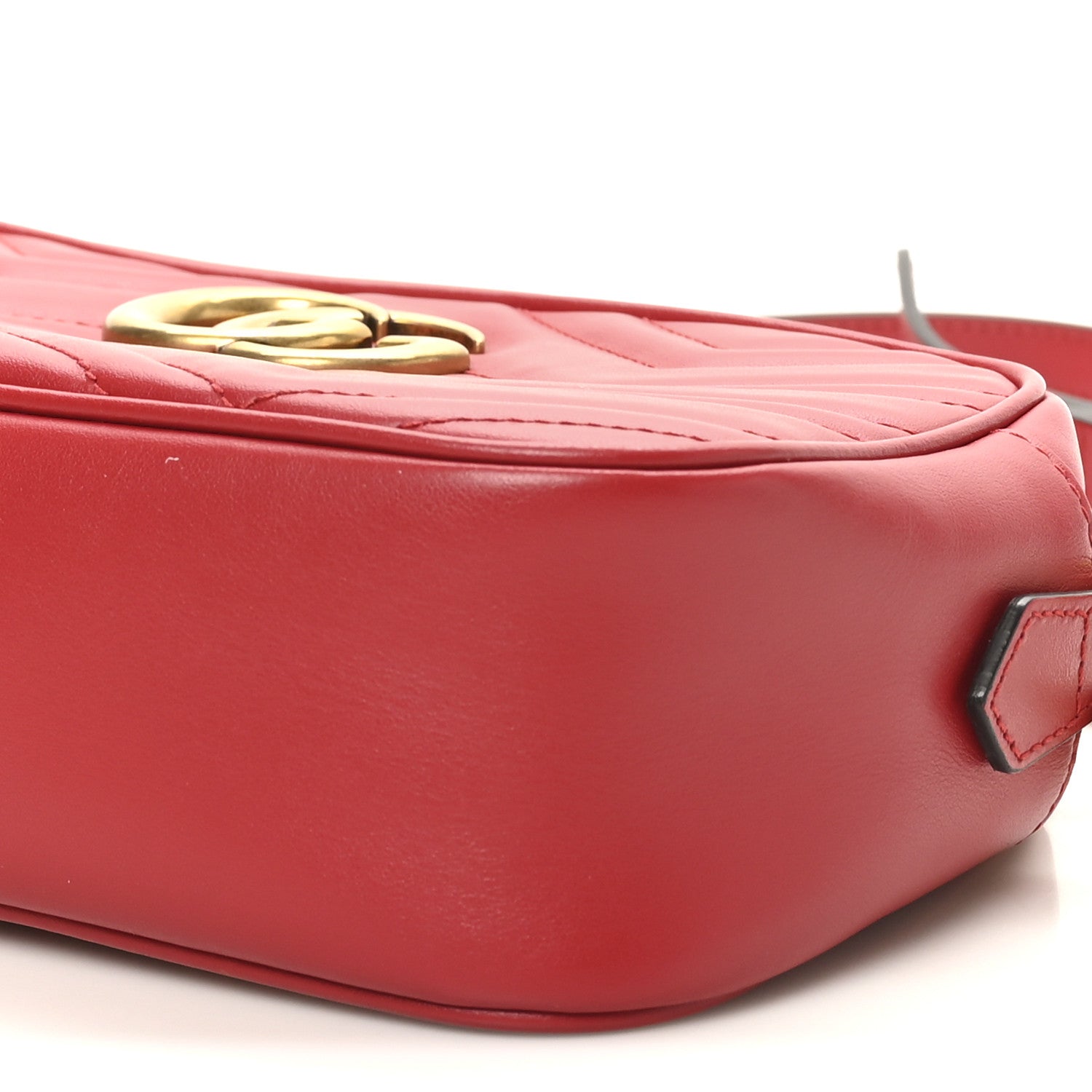 Calfskin Matelasse Small GG Marmont Chain Shoulder Bag Hibiscus Red