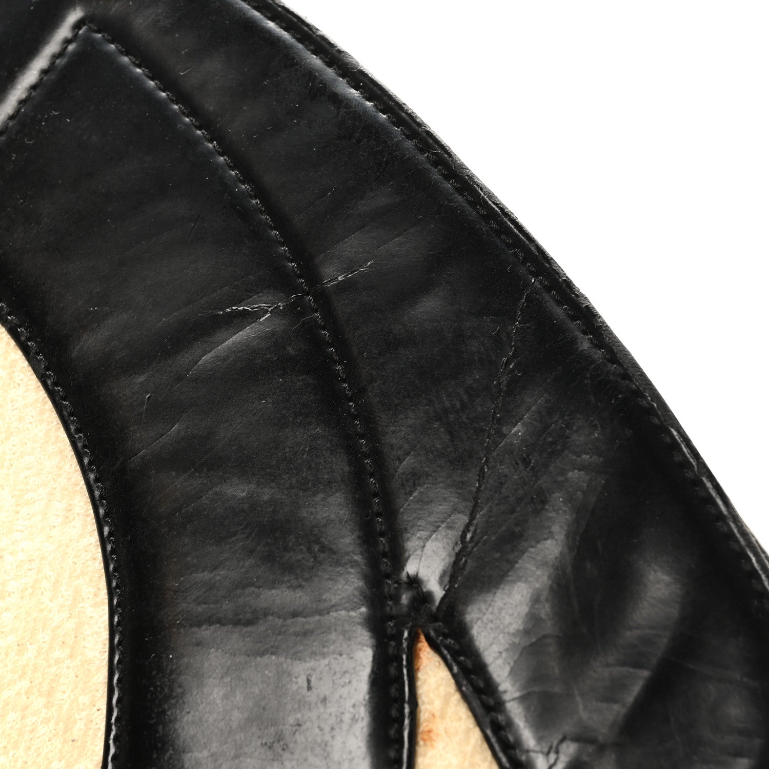Patent Terry Cloth CC Heart Shoulder Bag Black