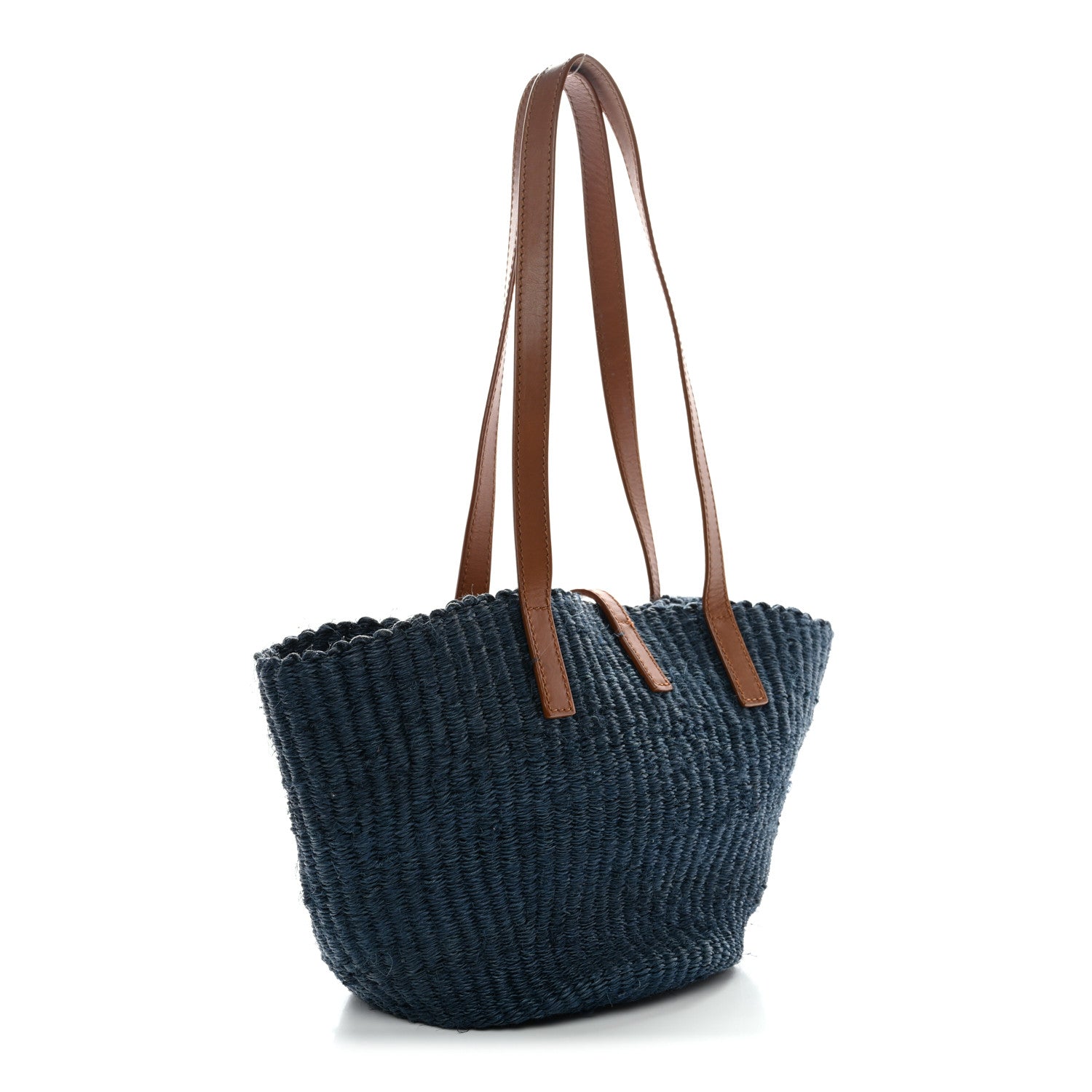 Raffia Calfskin Medium Panier Tote Blue Orchid Brick