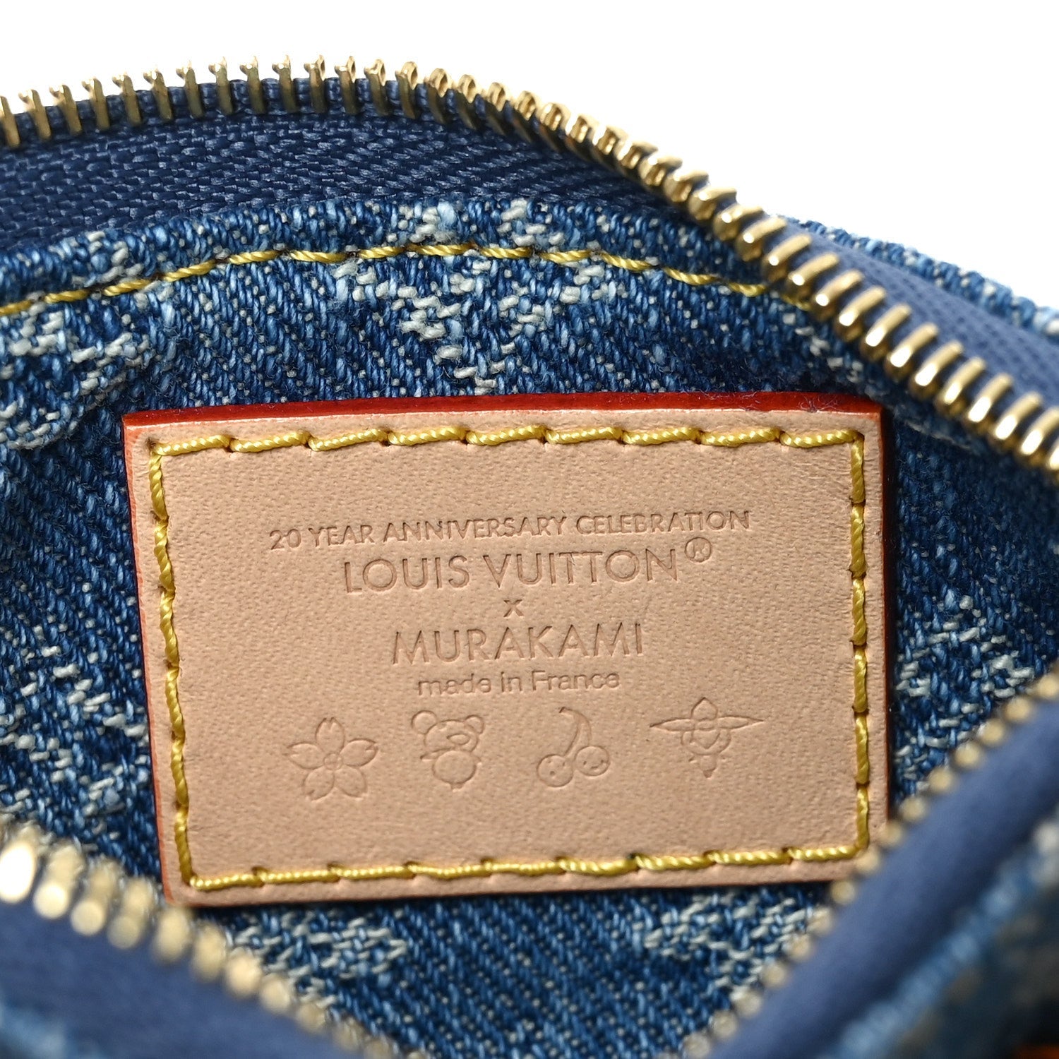 LV X TM Monogram Denim Cerises Key Pouch Blue