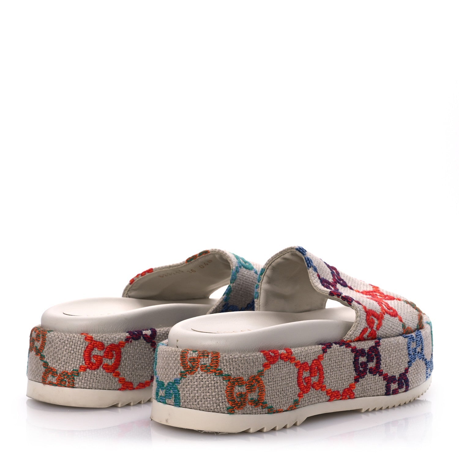 Linen Psychedelic Mini GG Monogram Angelina Platform 55mm Slide Sandals 36 Multicolor