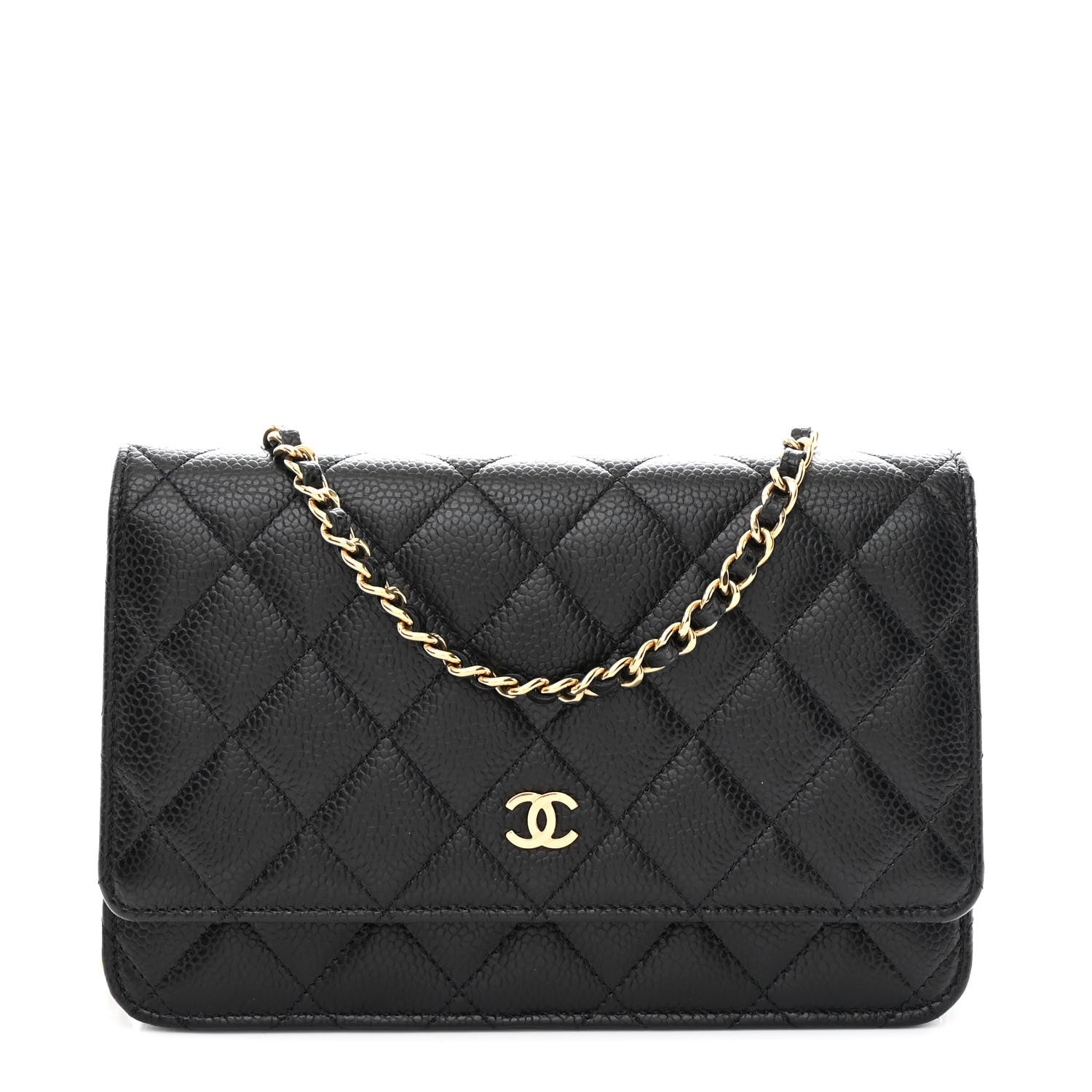 Caviar Quilted Wallet On Chain WOC Black