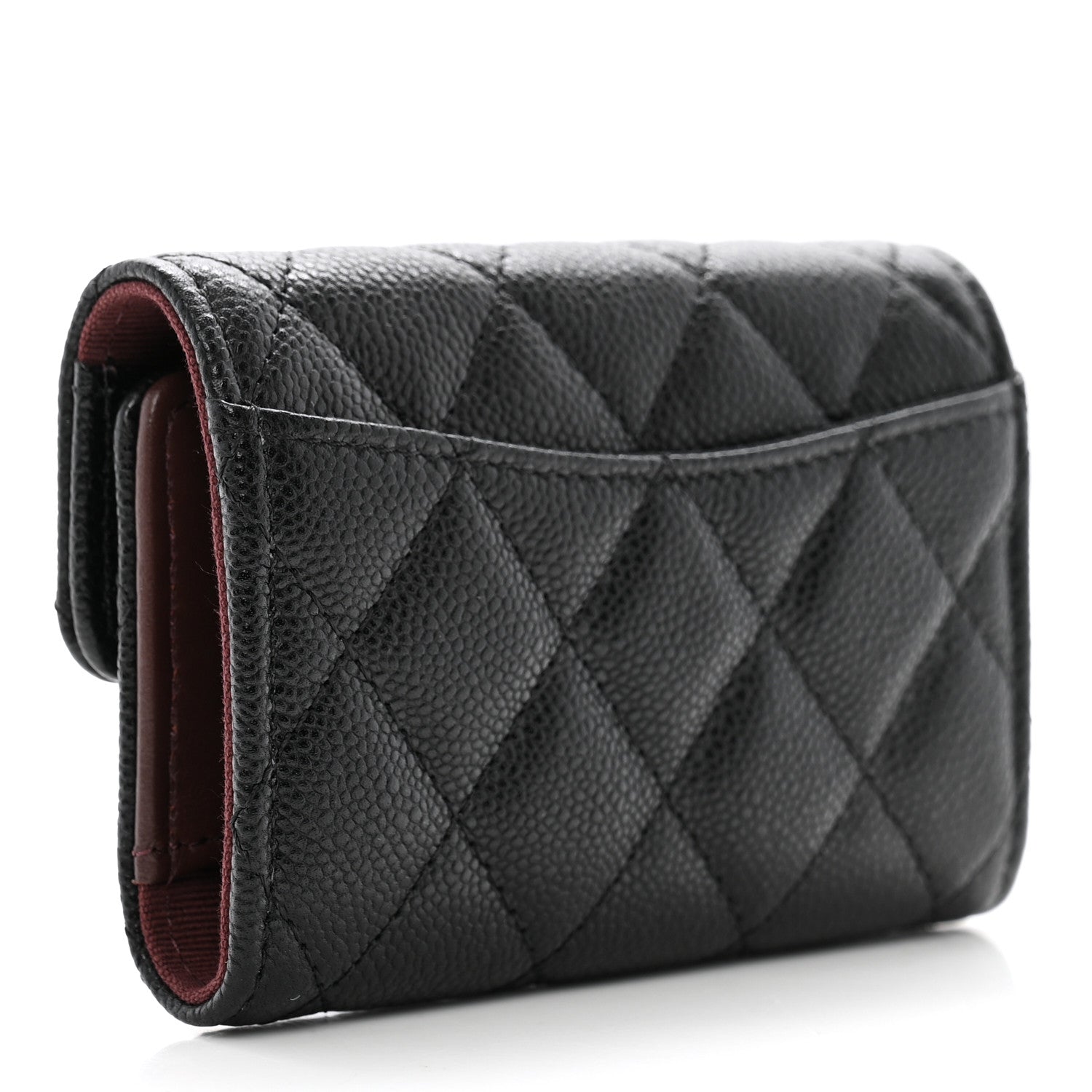 Caviar Quilted Classic 4 Key Holder Wallet Black