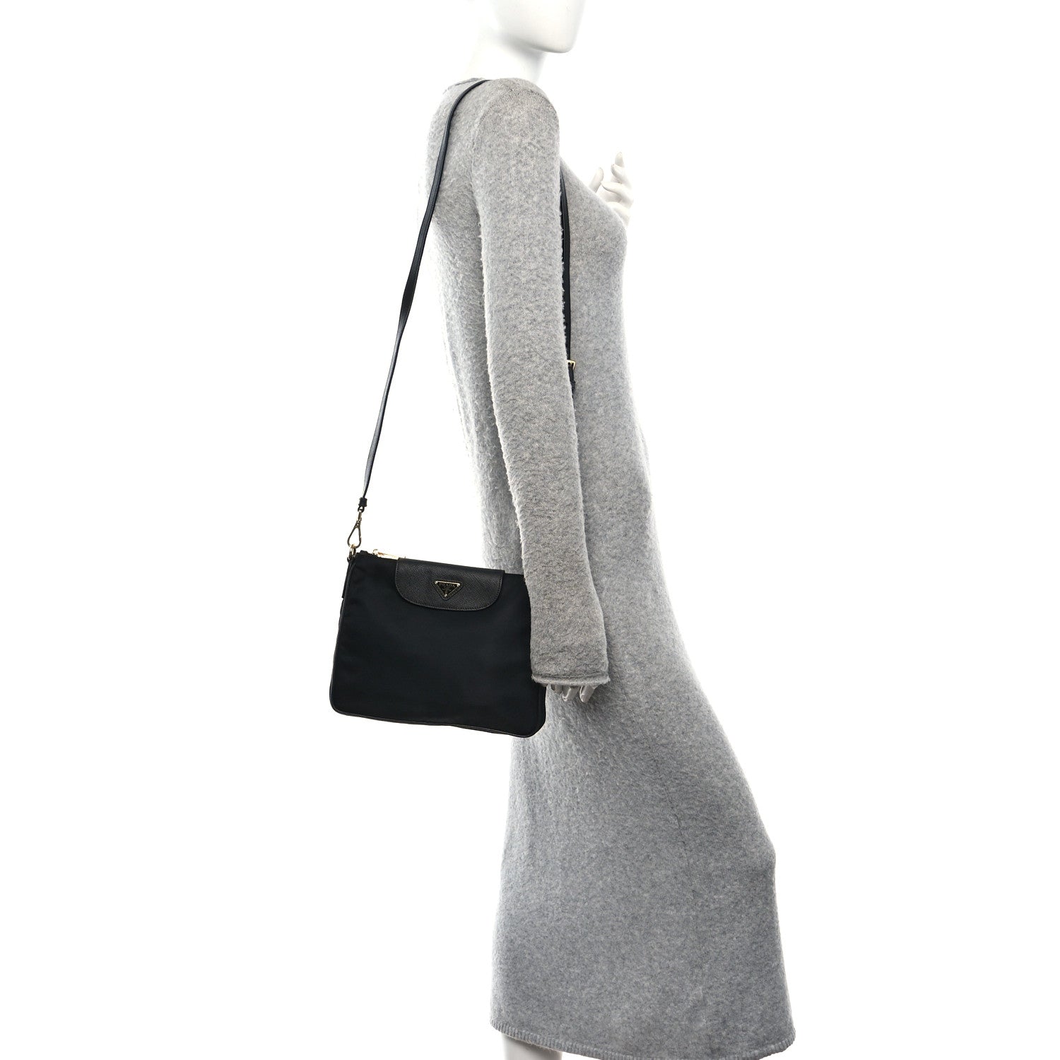 Tessuto Nylon Saffiano Crossbody Bag Black