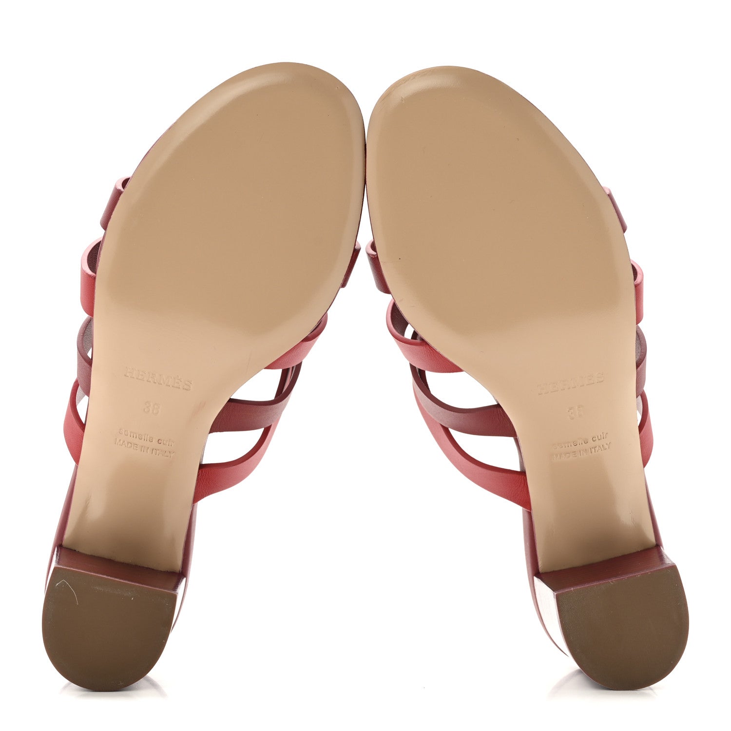 Calfskin Amica Sandals 38 Rouge Grenat Orange Solaire