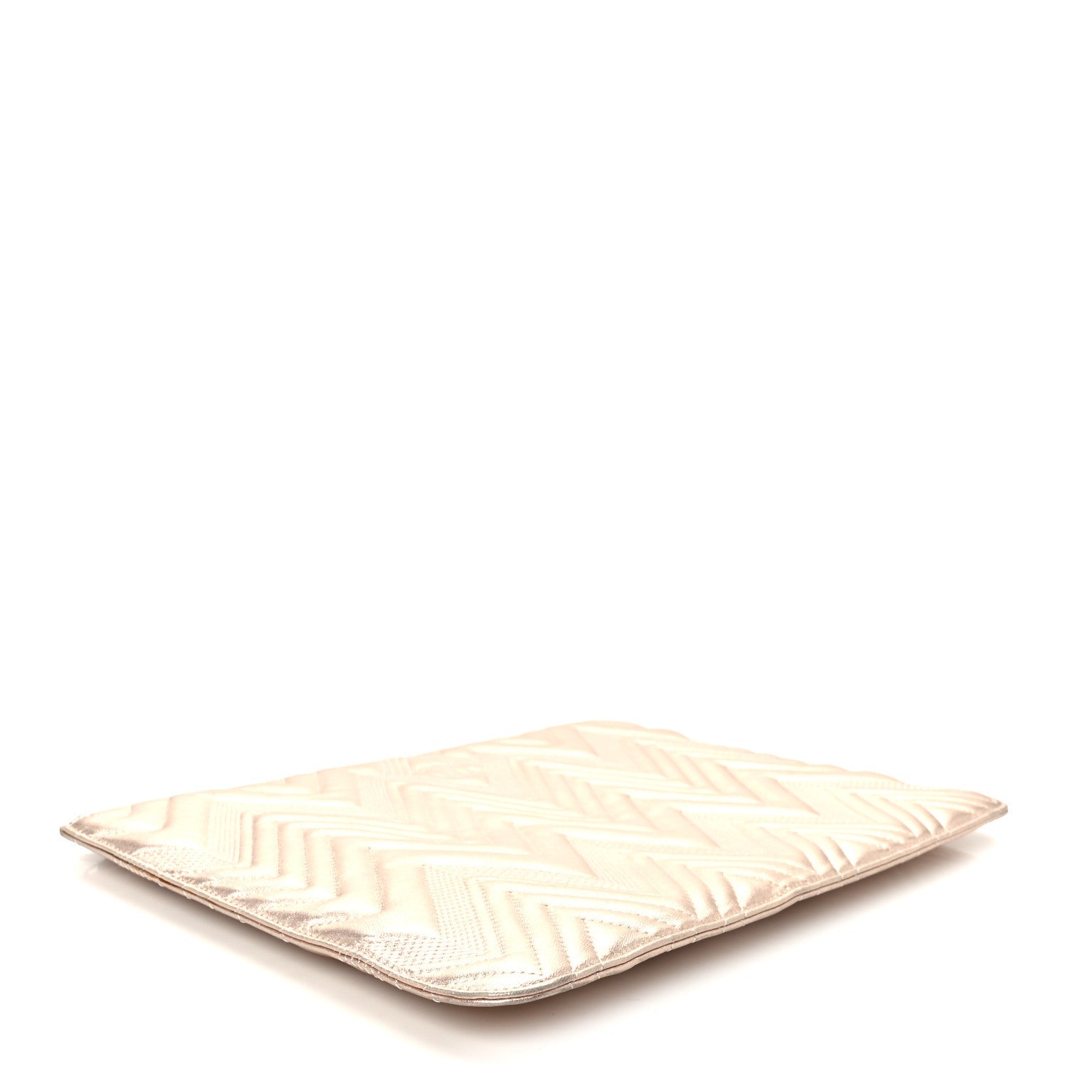 Metallic Lambskin Chevron Quilted Medium Cosmetic Case Light Pink