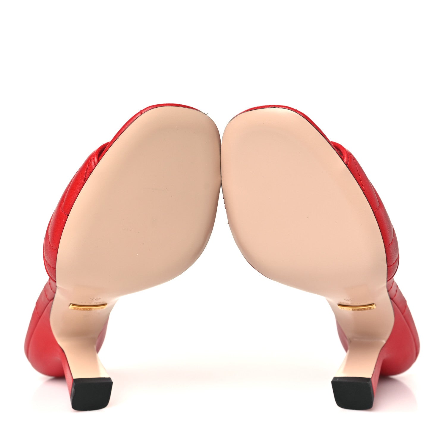 Nappa Matelasse GG Marmont 75mm Slide Sandals 35 Maple Red