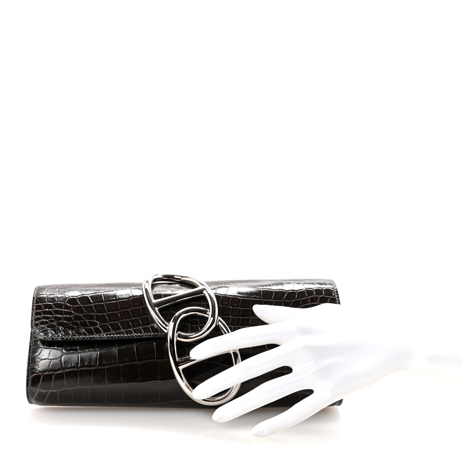 Shiny Niloticus Crocodile Egee Clutch Graphite