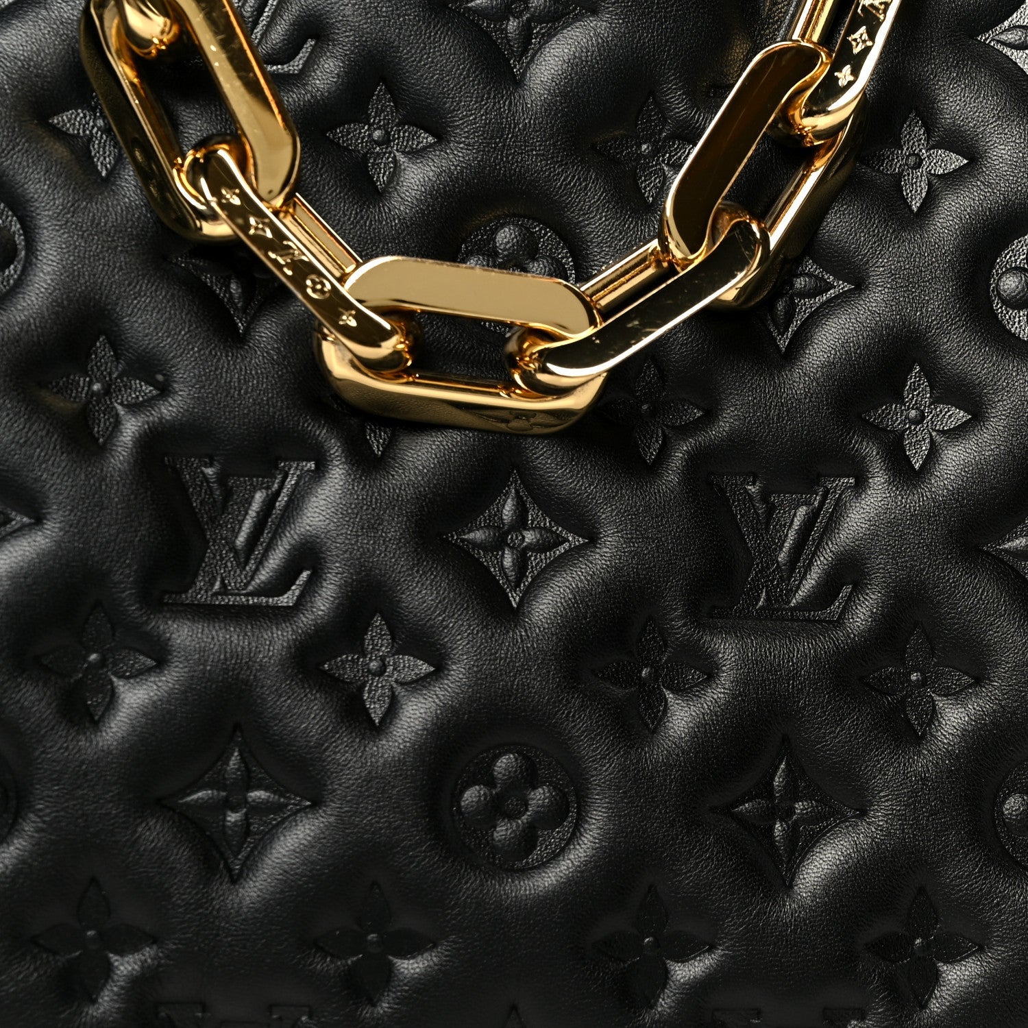 Lambskin Embossed Monogram Coussin MM Black