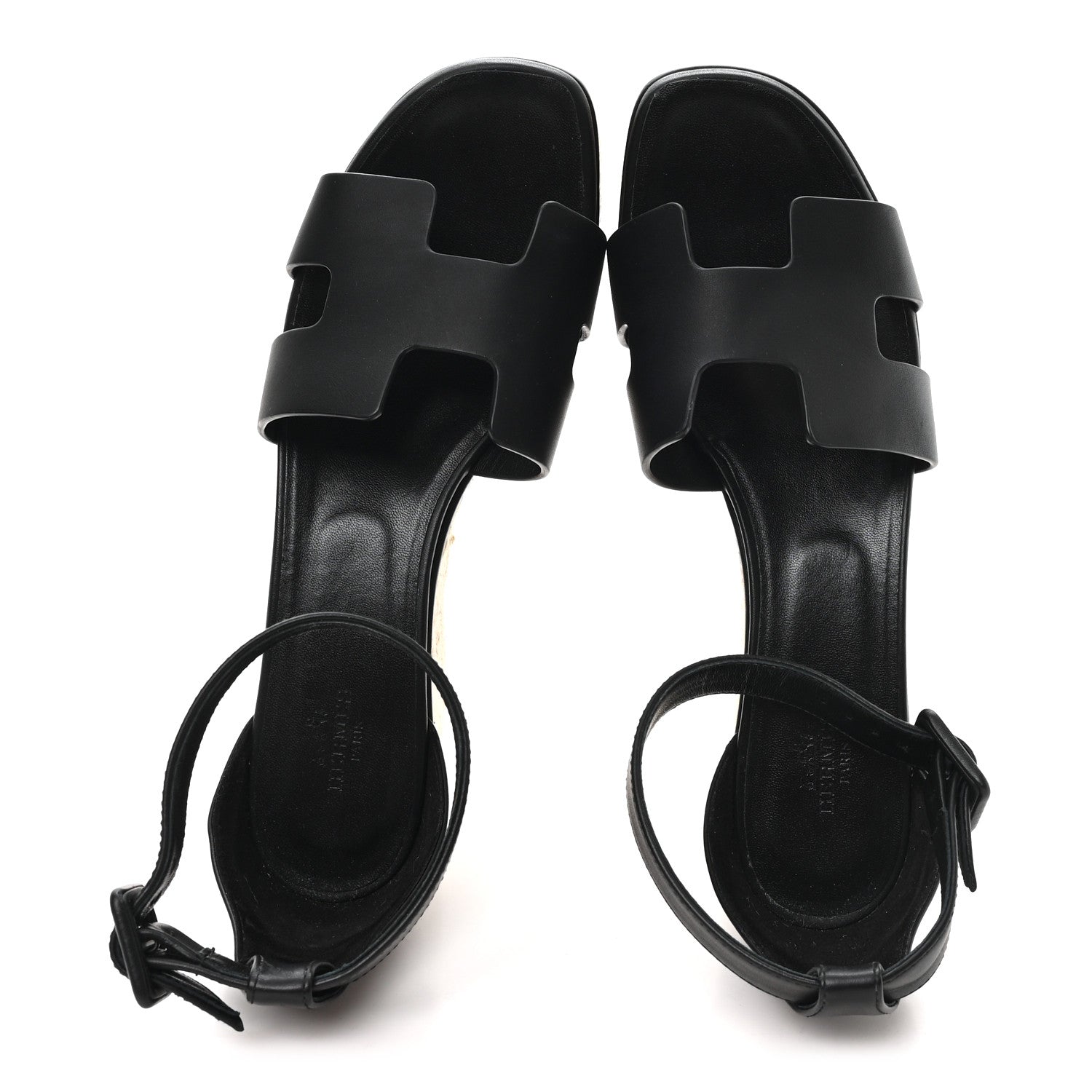 Goatskin Elda Espadrille Wedge Sandals 39 Black