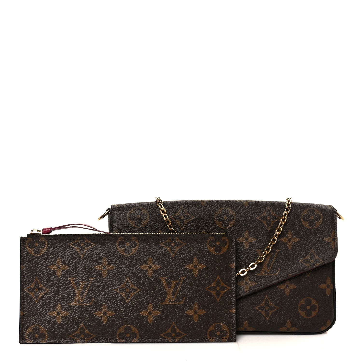 Monogram Pochette Felicie Chain Wallet Fuchsia
