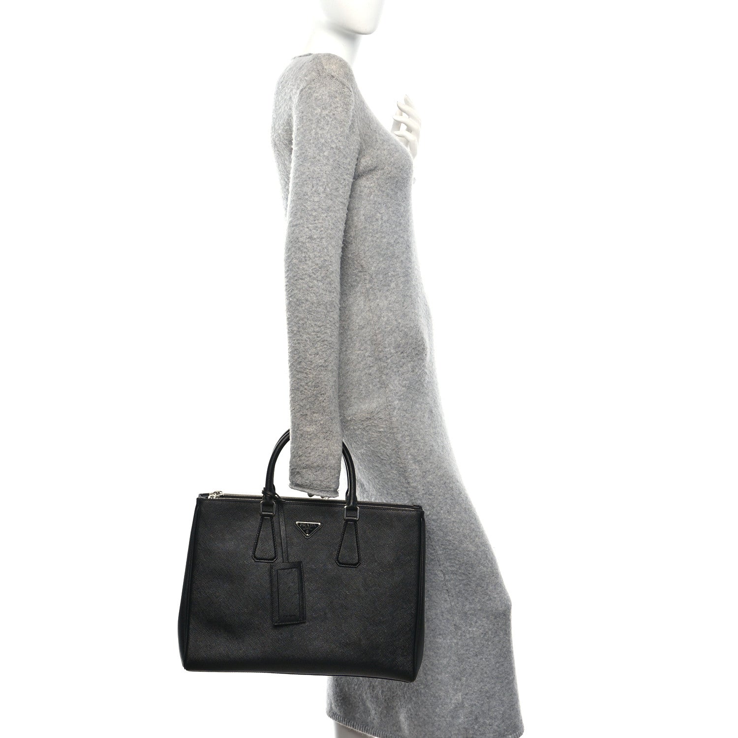 Saffiano Travel Extra Large Galleria Double Zip Tote Black
