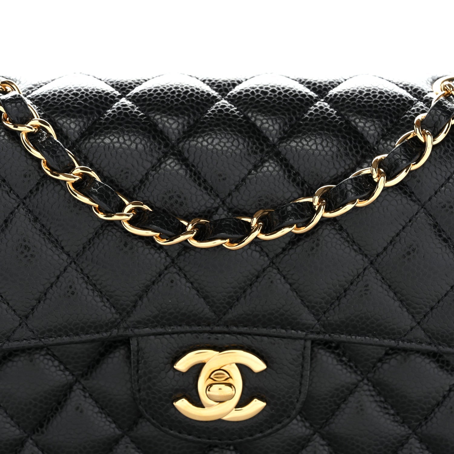 Caviar Quilted Small Double Flap Black