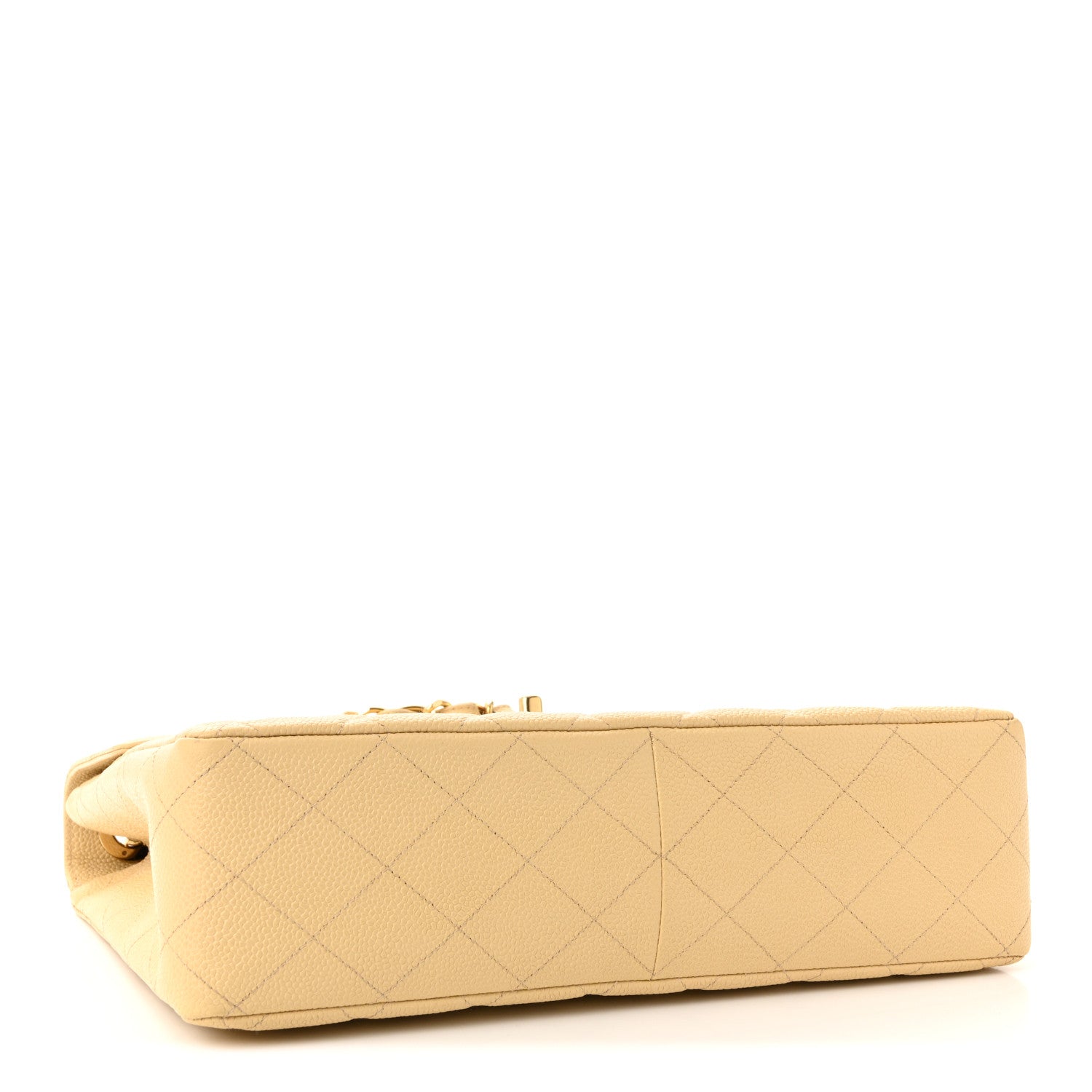 Caviar Quilted Jumbo Single Flap Beige