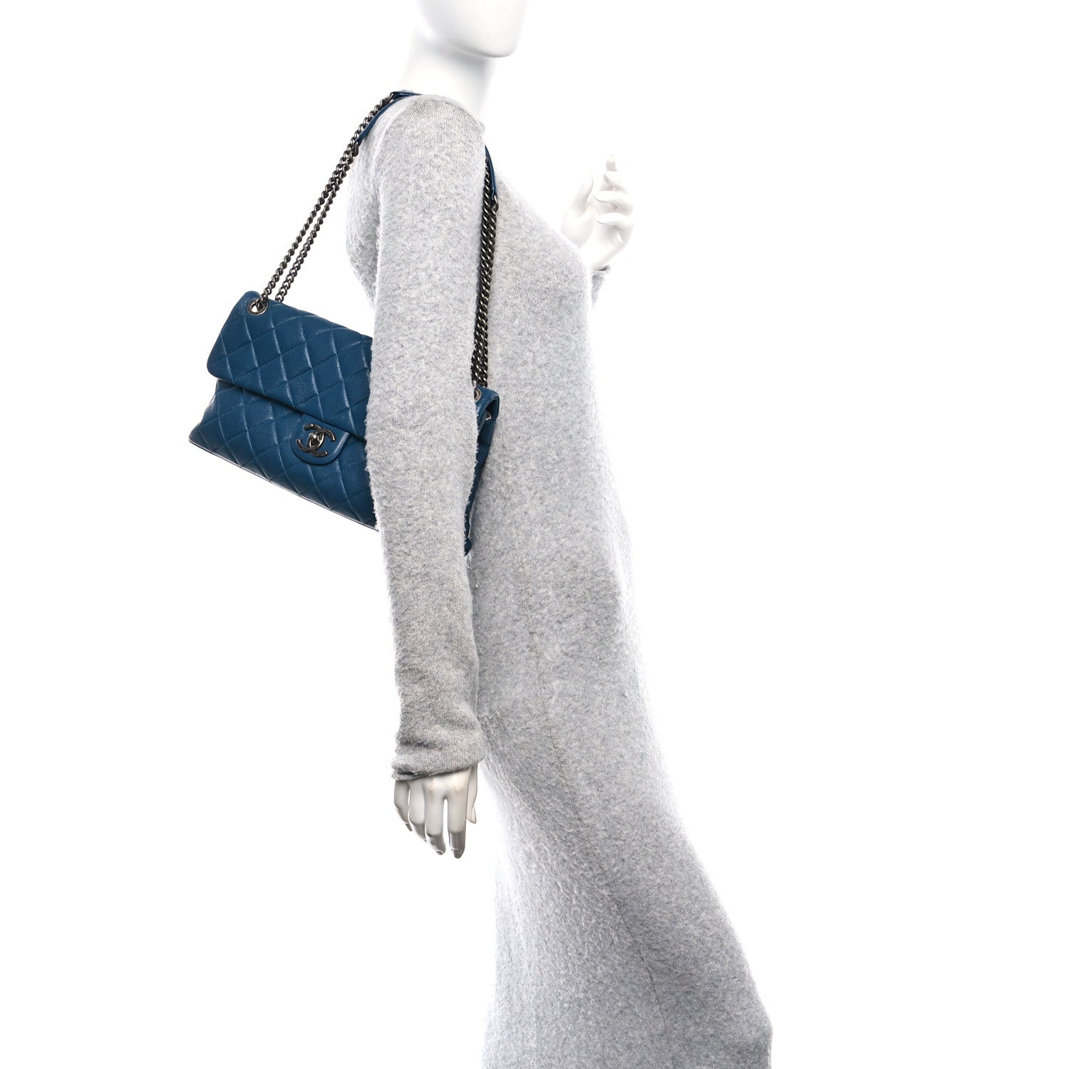 Goatskin Quilted Medium Flap Blue