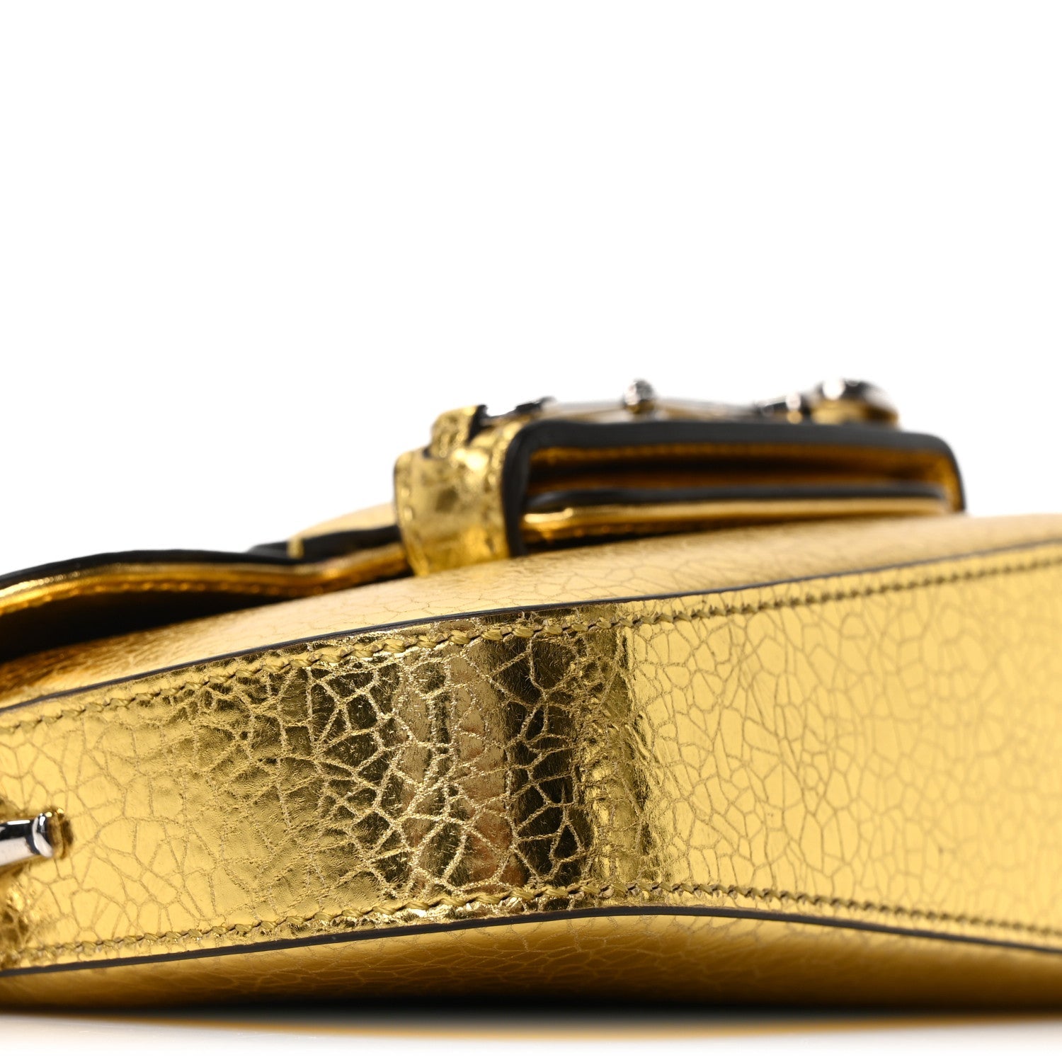 Metallic Demetra Mini Horsebit 1955 Asymmetric Shoulder Bag Gold