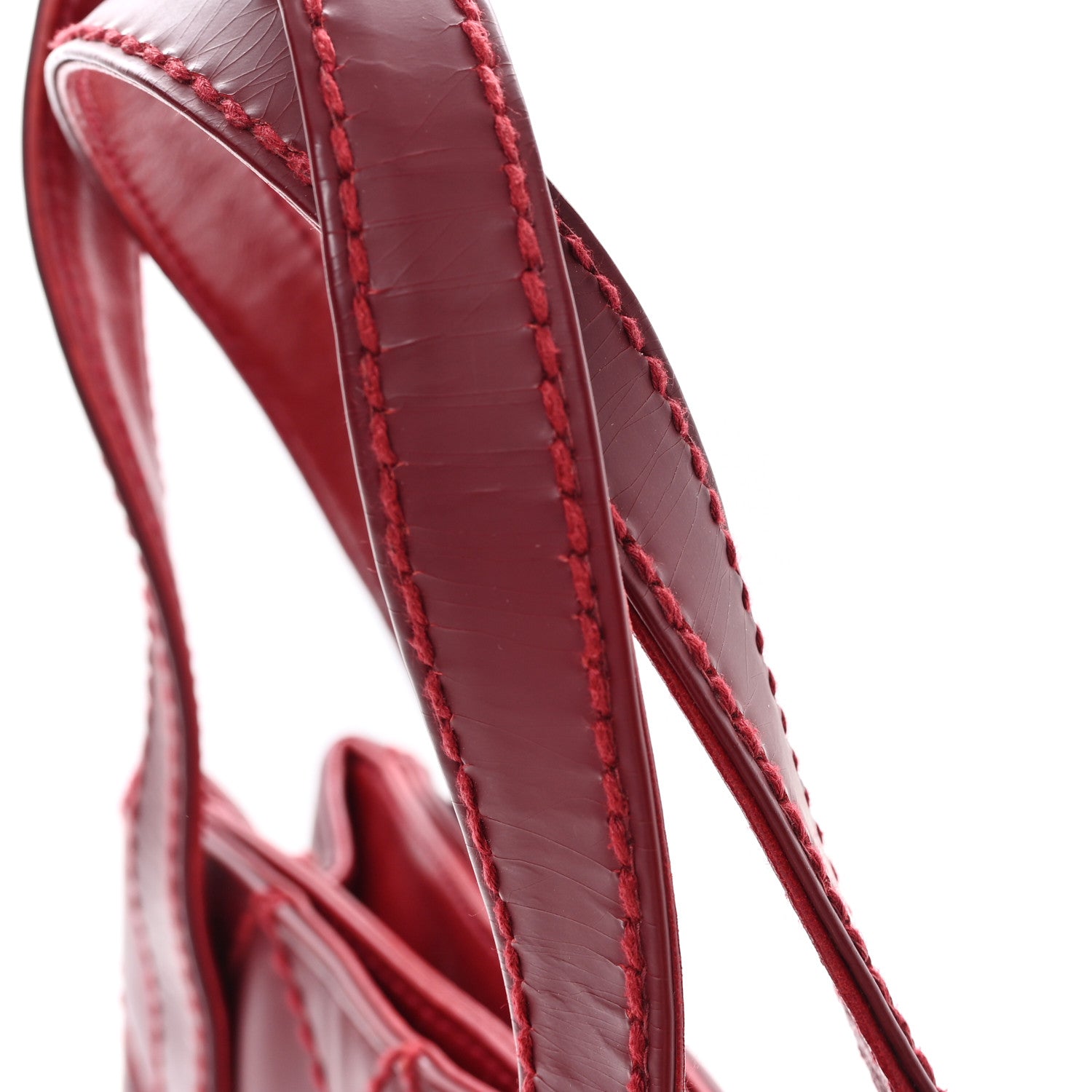 Calfskin Stitch Small Surpique Tote Red