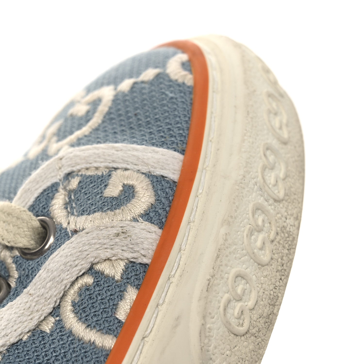 Cotton GG Monogram Web Womens 1977 Tennis Sneakers 37.5 Philod Ivory Mystic White
