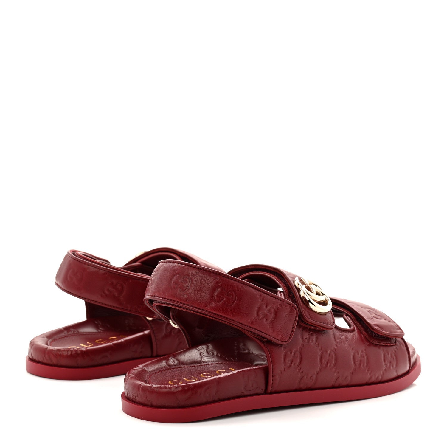 Guccissima GG Embossed Womens Sandals 39.5 Rosso Ancora