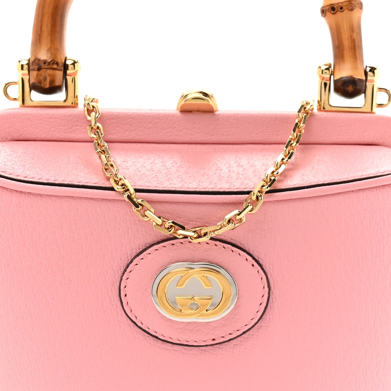 Textured Dollar Calfskin Bamboo Mini Marina Bucket Bag Wild Rose