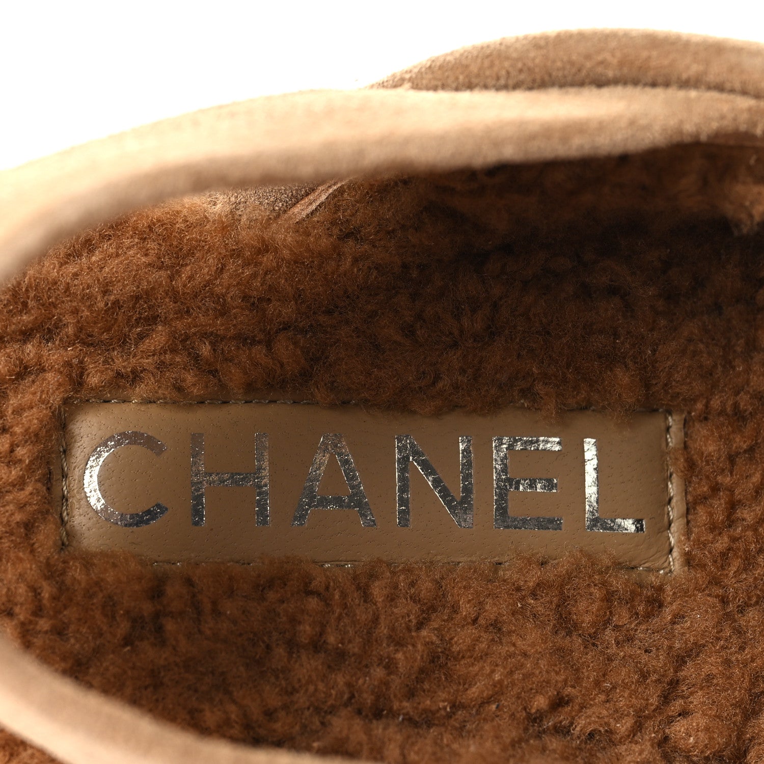 Suede Calfskin CC Slingback Loafers 35 Dark Beige
