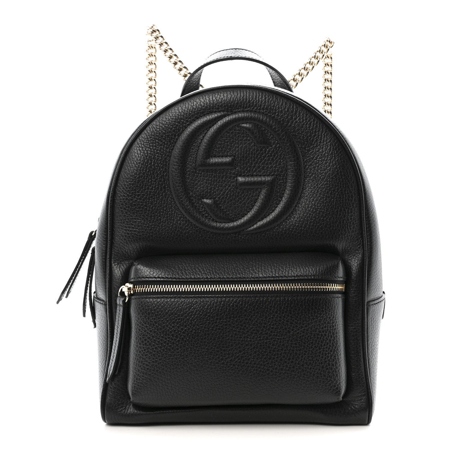 Pebbled Calfskin Soho Chain Backpack Black