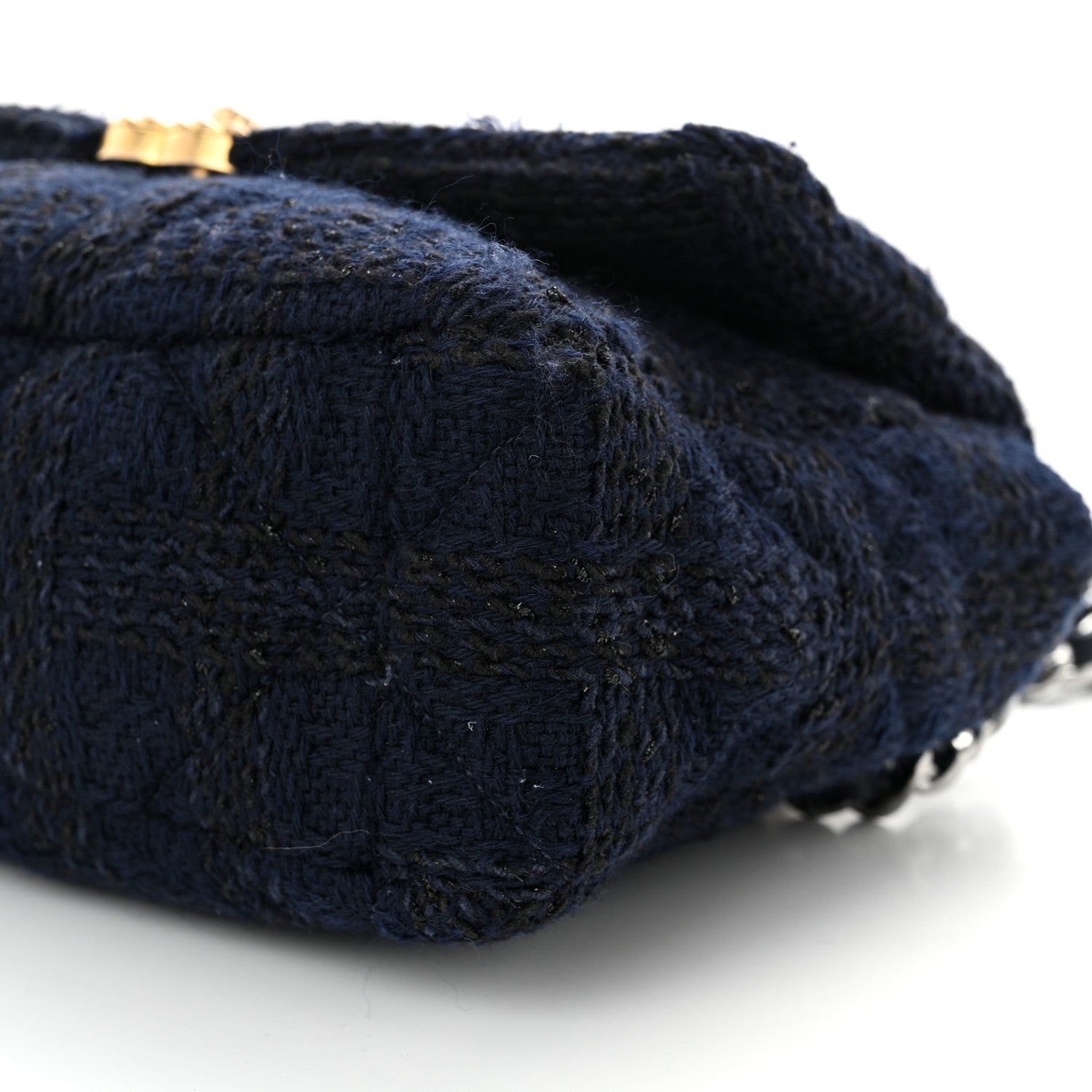 Tweed Quilted Large Chanel 19 Flap Navy Blue