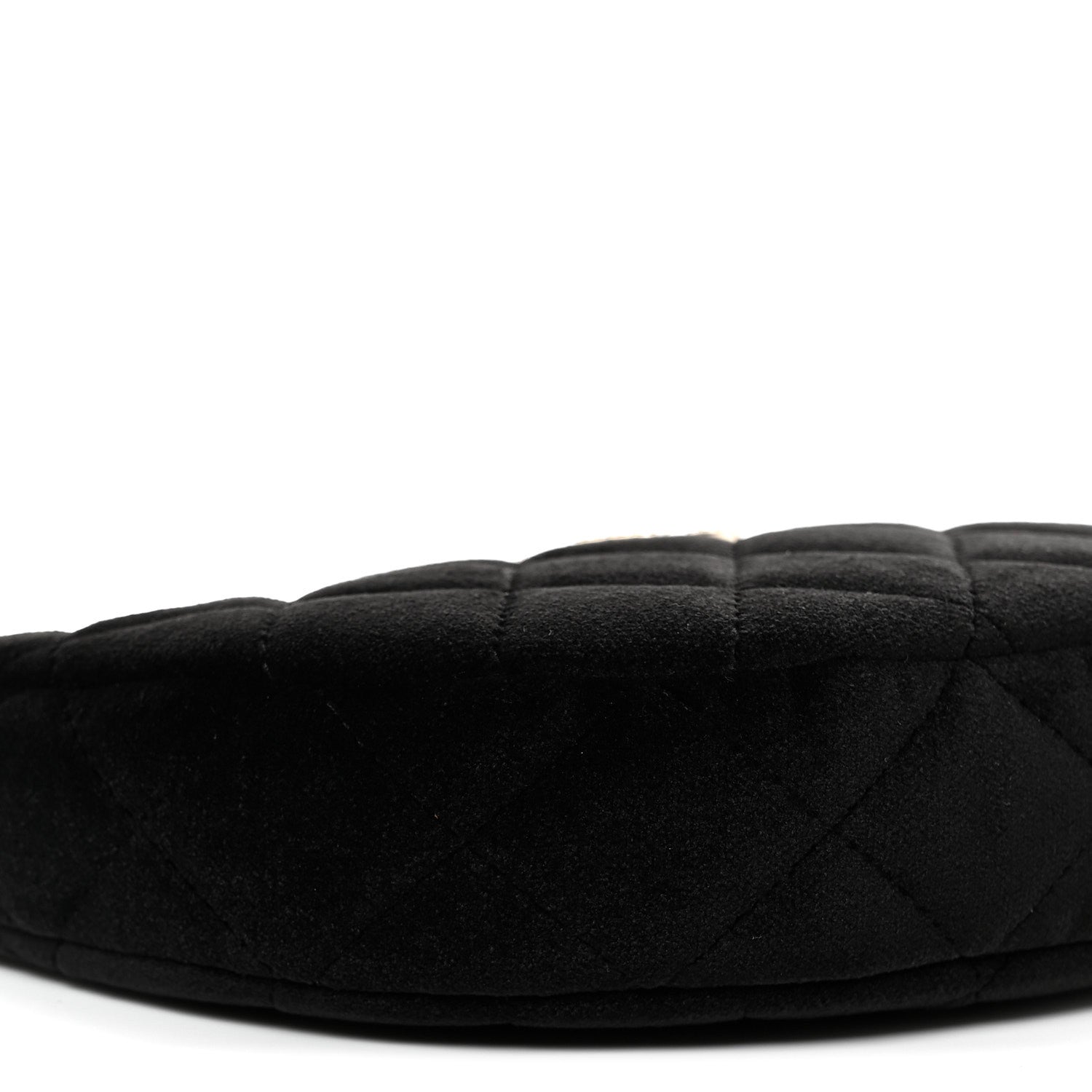 Velvet Crystal Quilted Chain Hobo Black