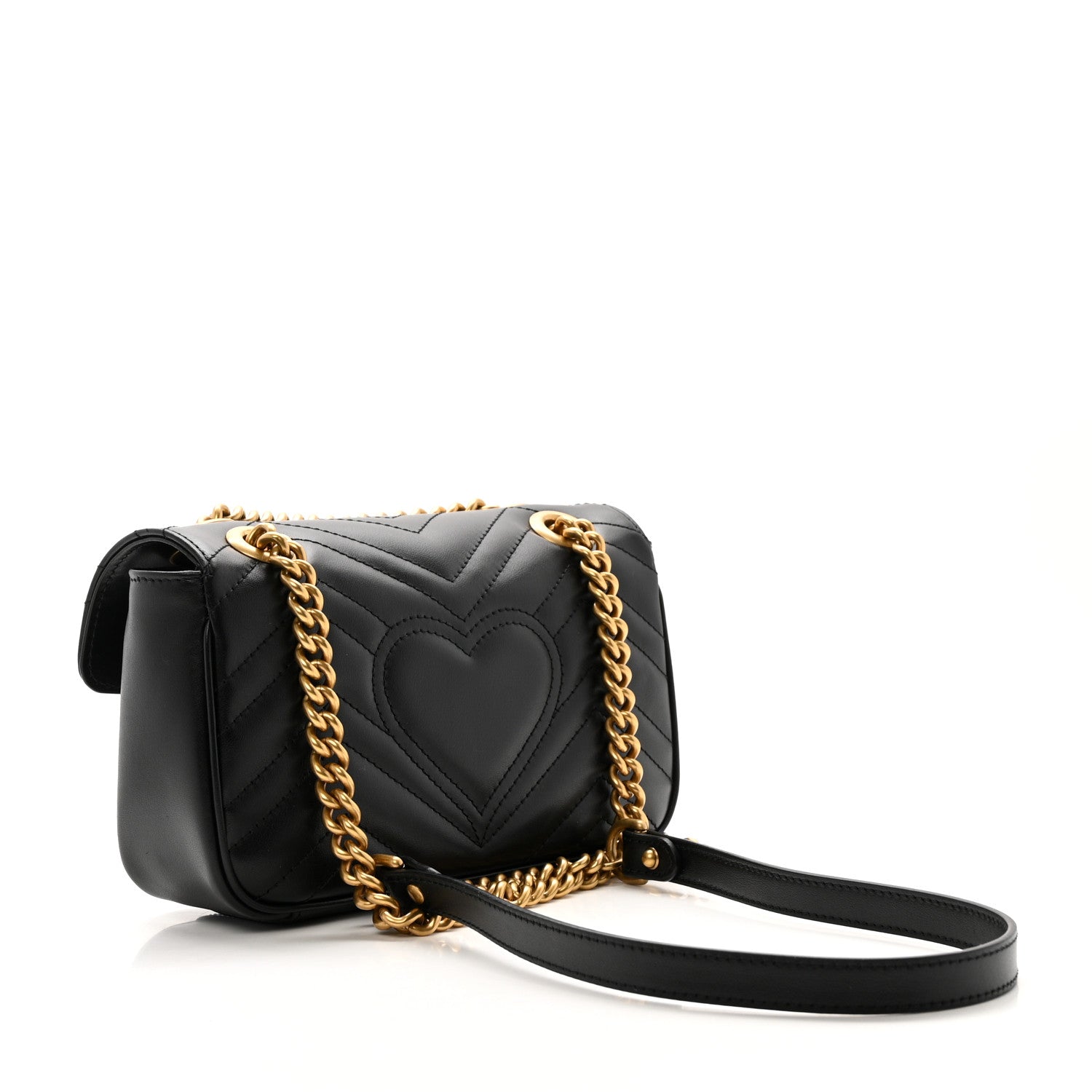 Calfskin Matelasse Mini GG Marmont Shoulder Bag Black