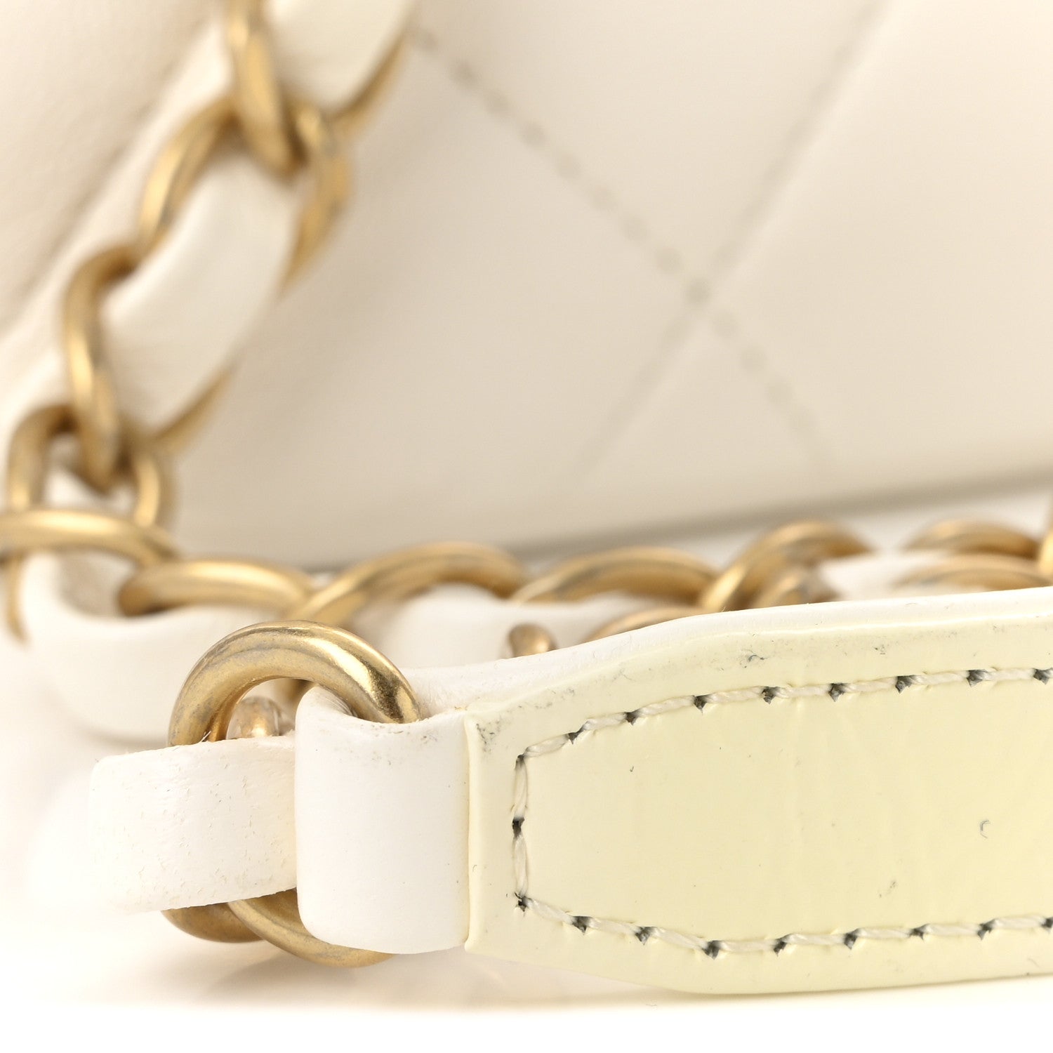 Lambskin Patent Quilted Small La Parisienne Top Handle Flap White