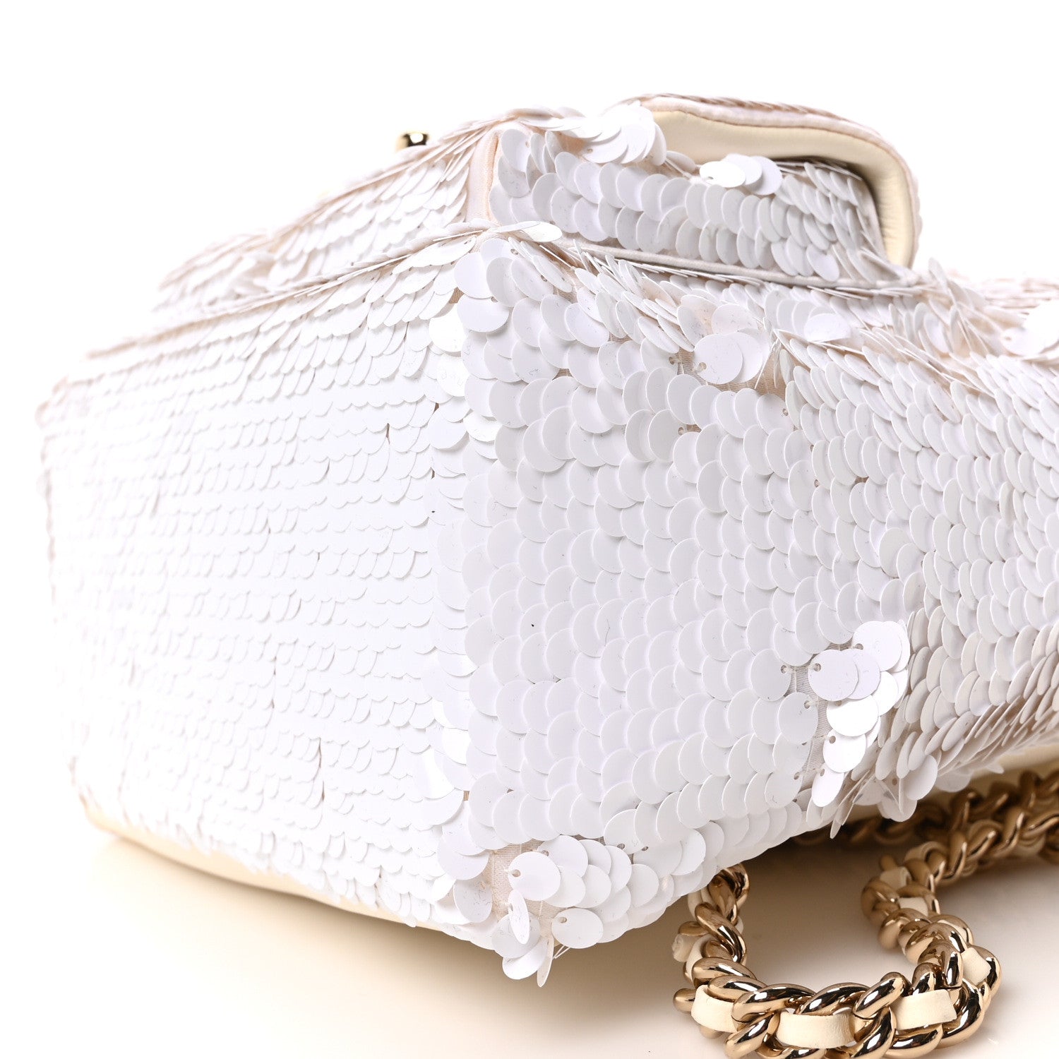 Sequin Lambskin CC Backpack White