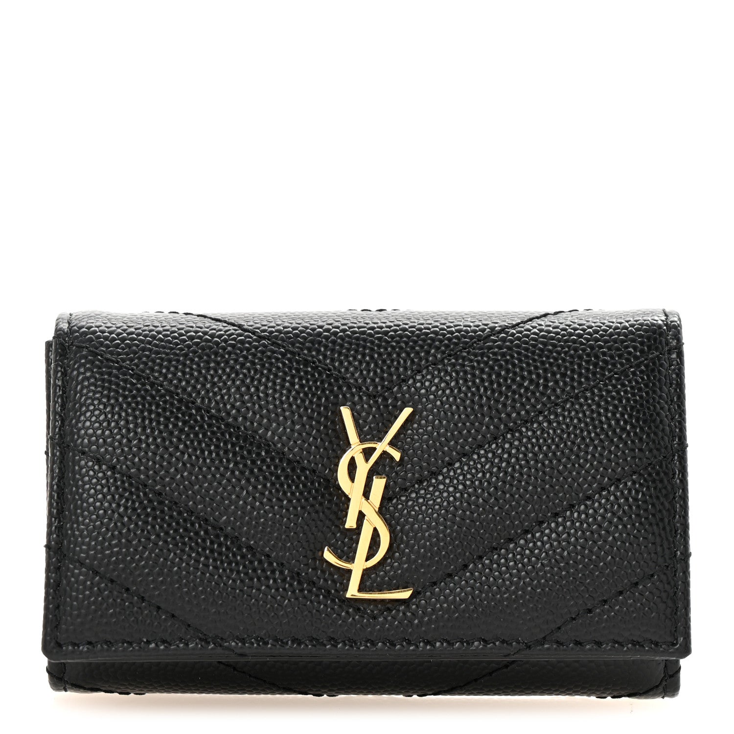 Grain de Poudre Matelasse Cassandre Monogram Slim Key Case Black