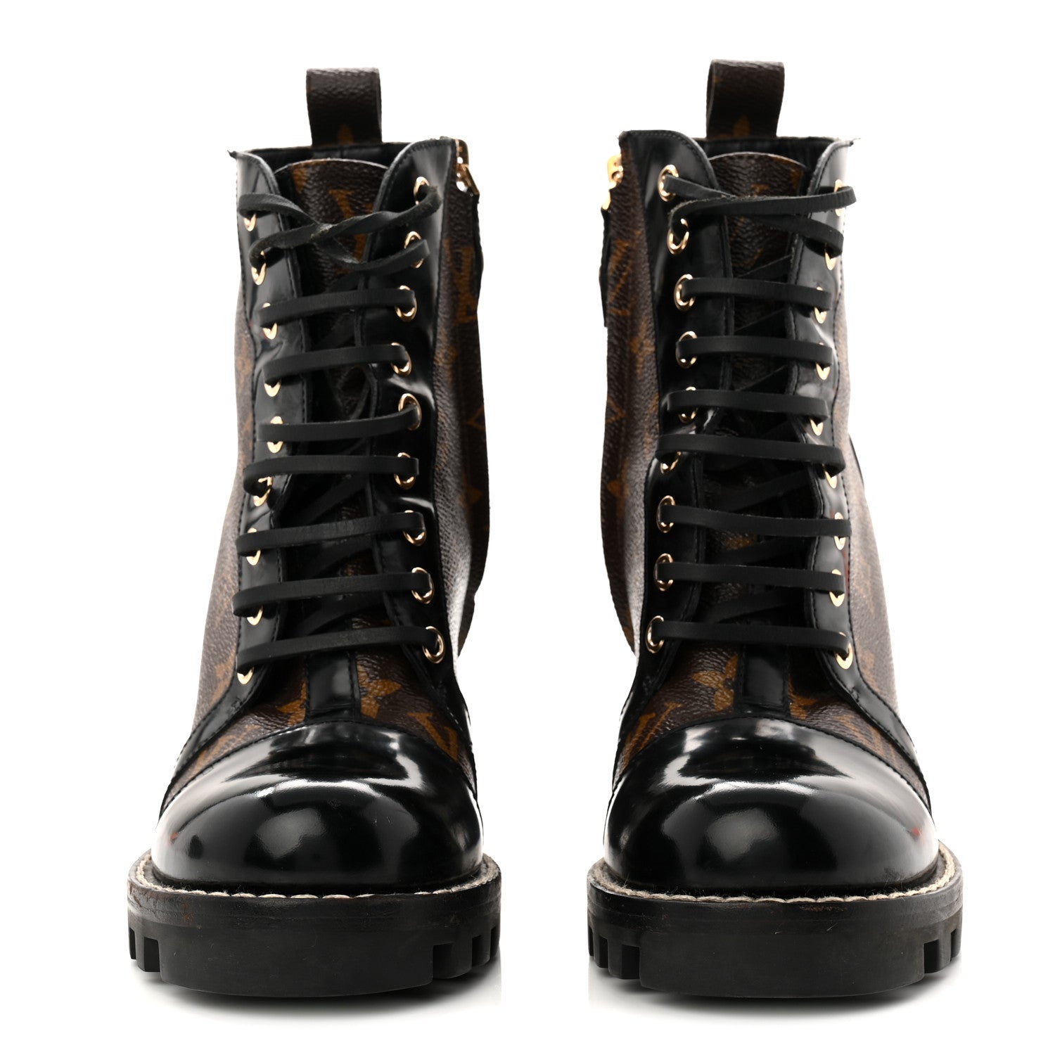 Patent Calfskin Monogram Star Trail Ankle Boots 37.5 Black