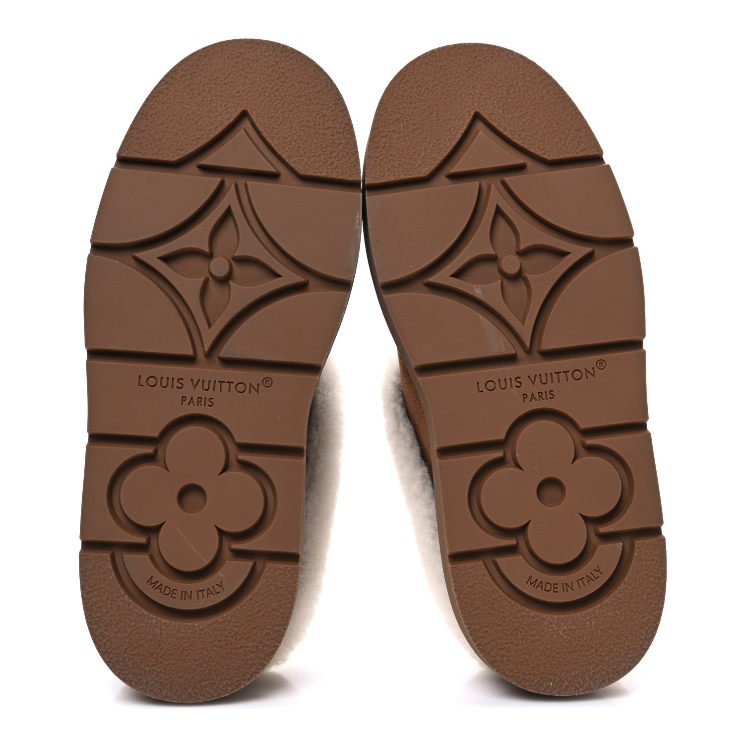 Suede Calfskin Shearling Monogram Debossed Cortina Closed Mule 38 Light Beige