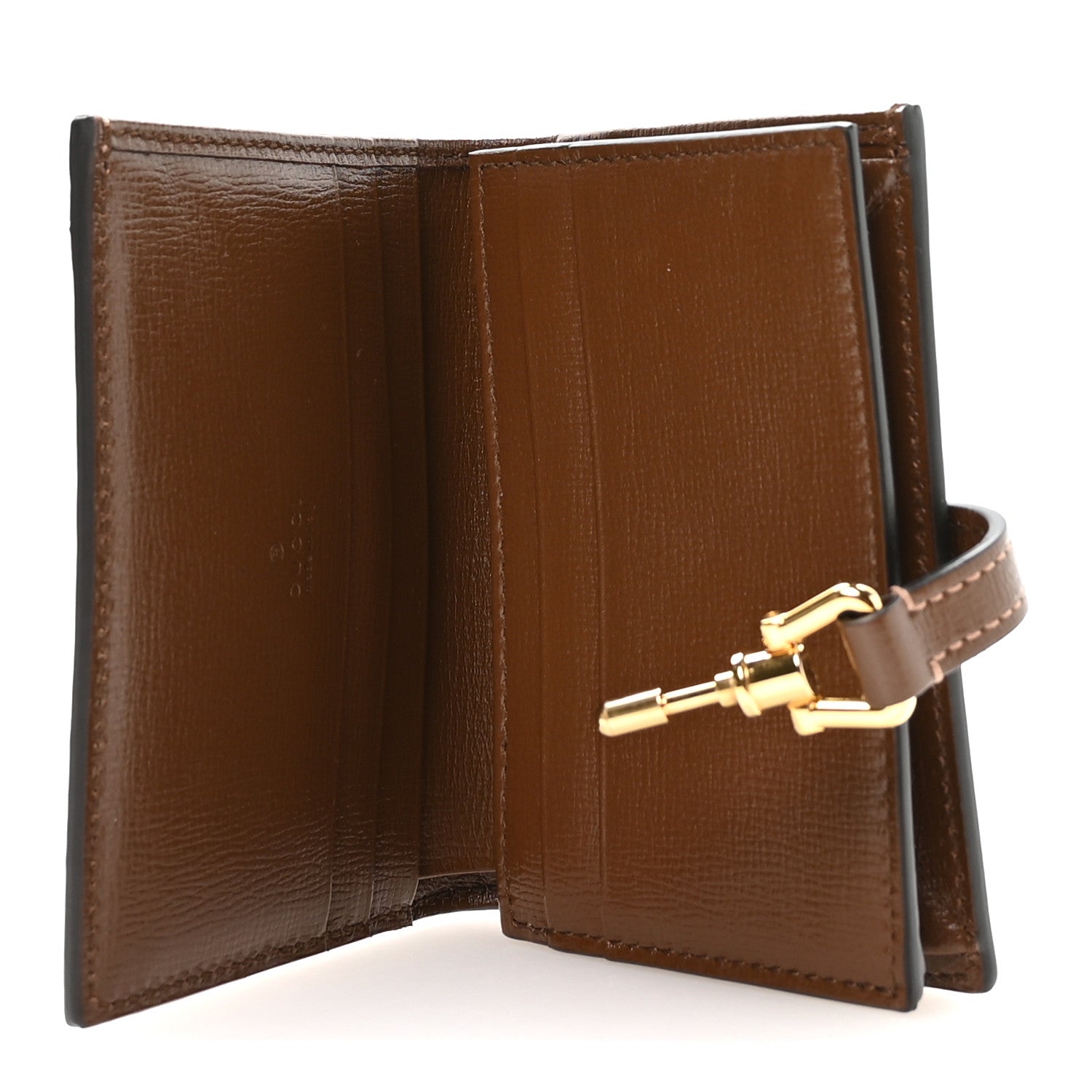 GG Supreme Monogram Textured Calfskin Web Jackie 1961 Card Case Beige Ebony Brown Sugar