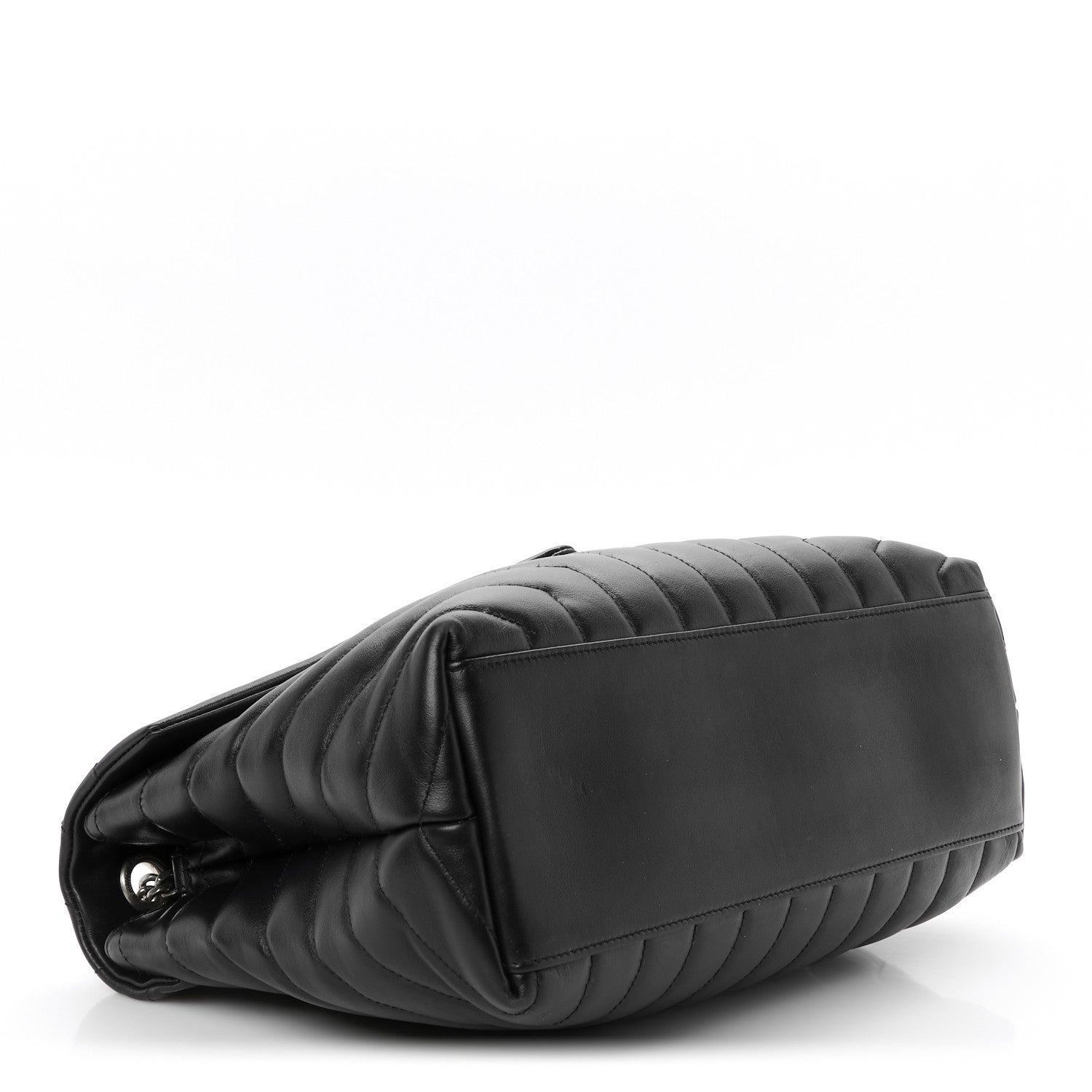 Calfskin Y Quilted Monogram Medium Loulou Chain Satchel Black