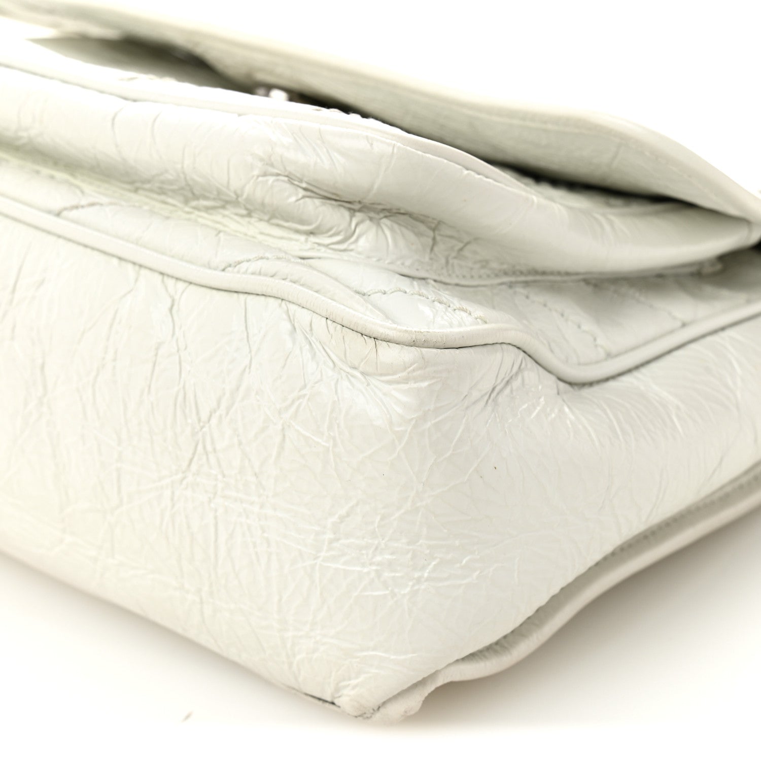 Crinkled Calfskin Matelasse Monogram Medium Niki Chain Satchel Dirty White