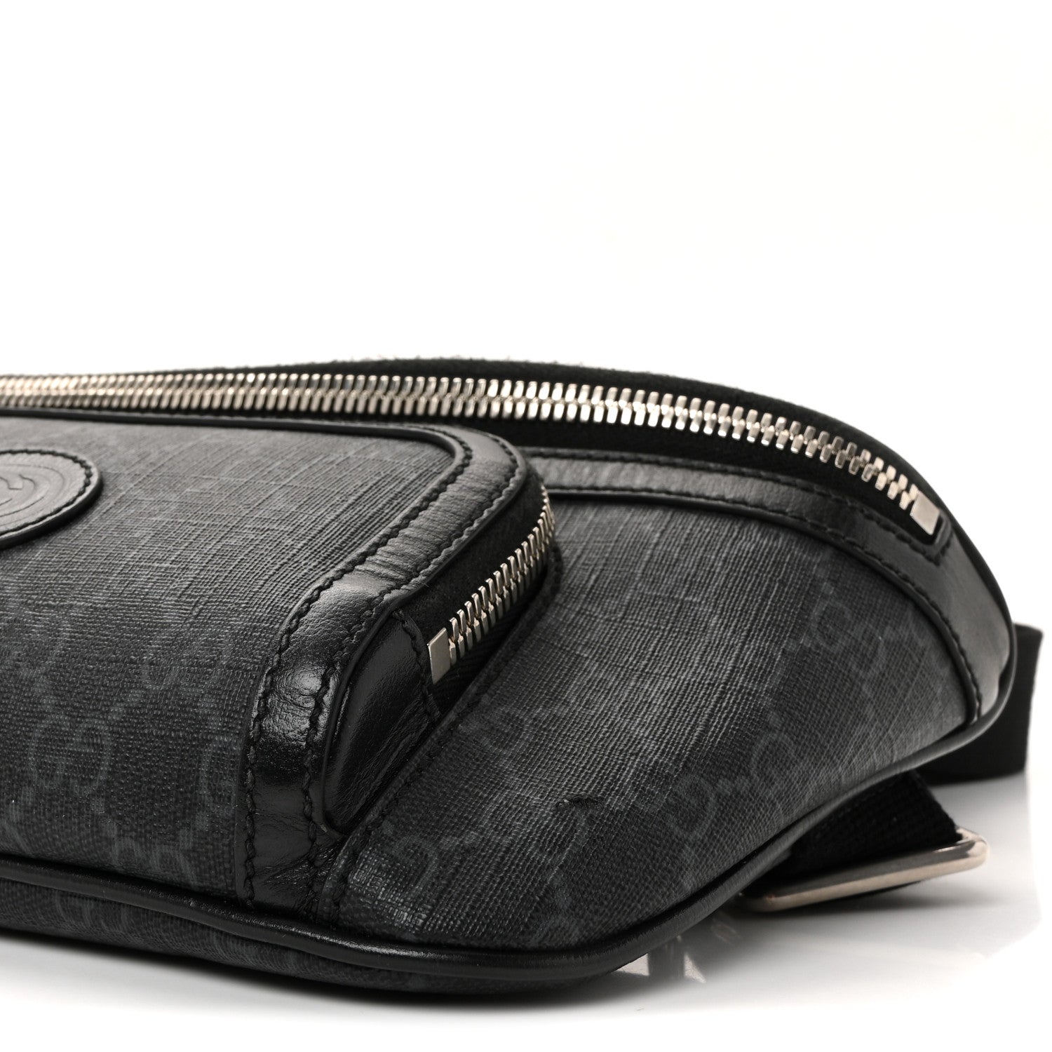GG Supreme Monogram Textured Calfskin Retro Interlocking G Belt Bag Black