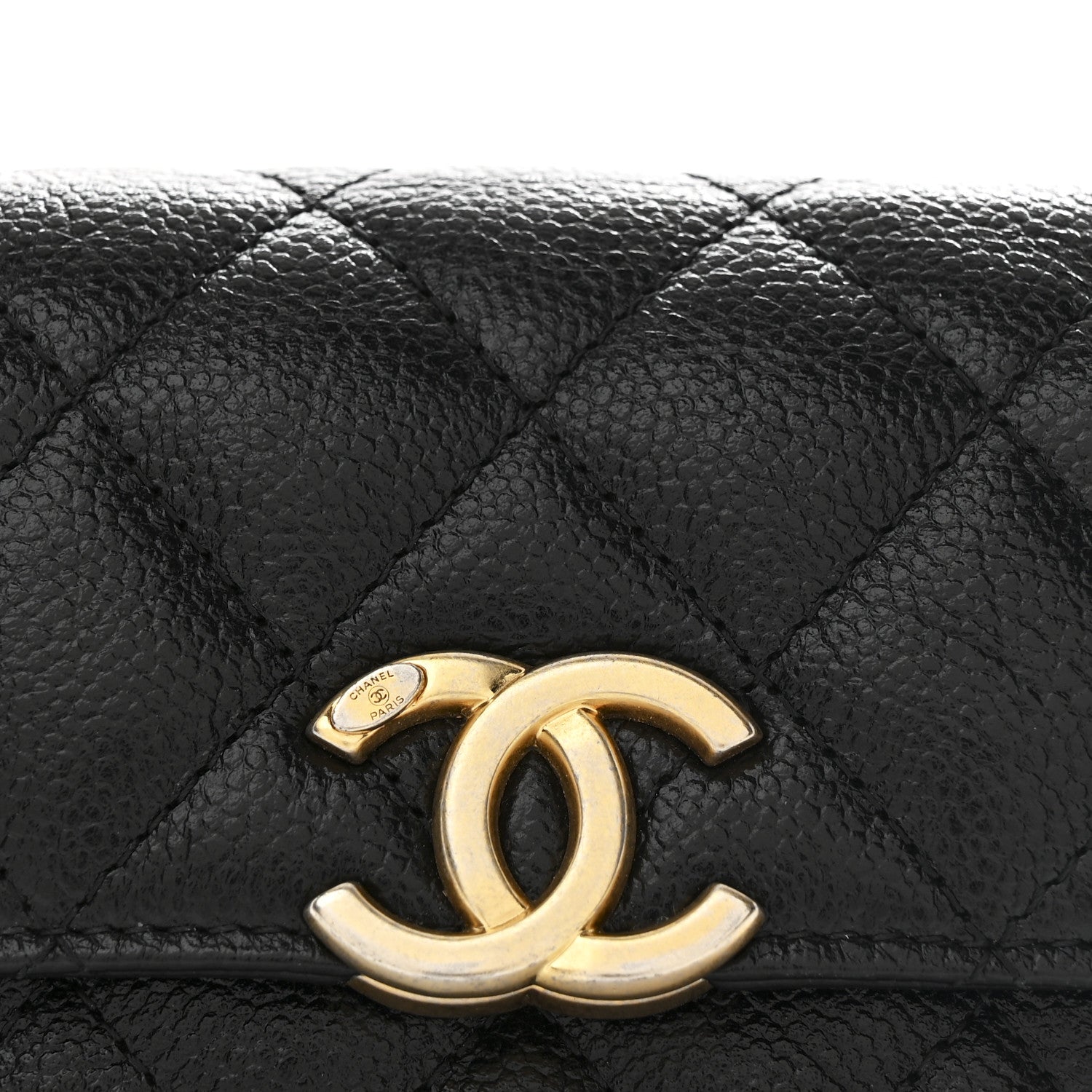 Shiny Caviar Quilted Chain Melody Belt Bag Black