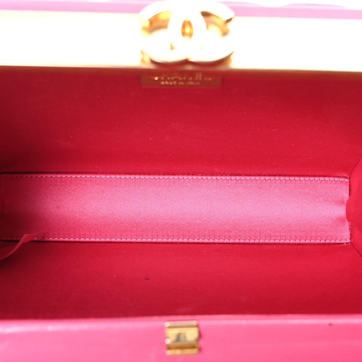 Lambskin Chocolate Bar Lock Clutch Bag Pink