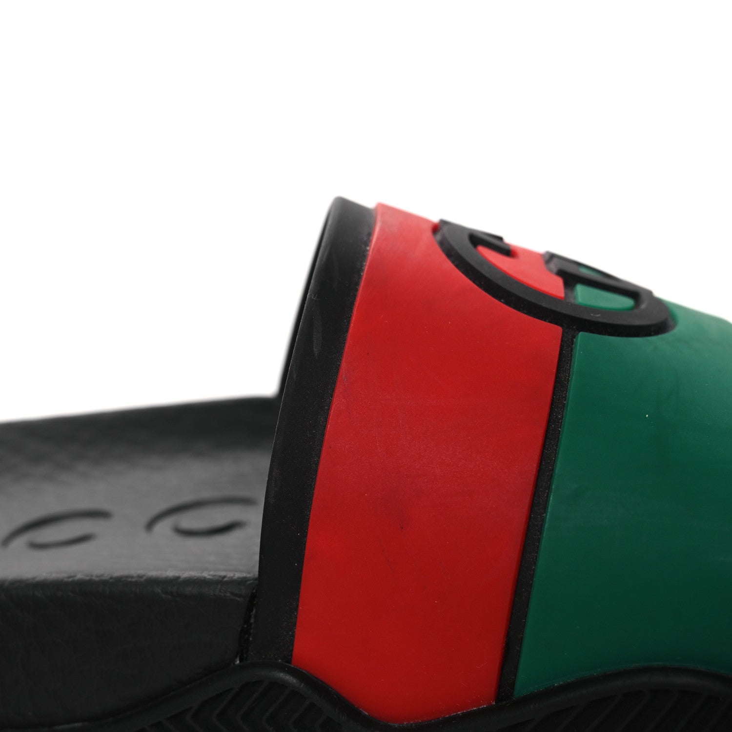 Rubber Web Womens Interlocking G Slide Sandals 33 Black Green Red