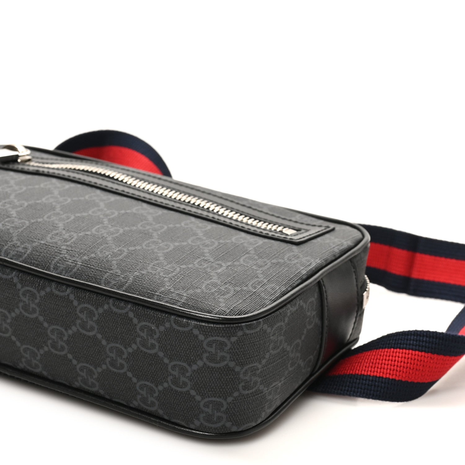 Soft GG Supreme Monogram Web Belt Bag Black Grey