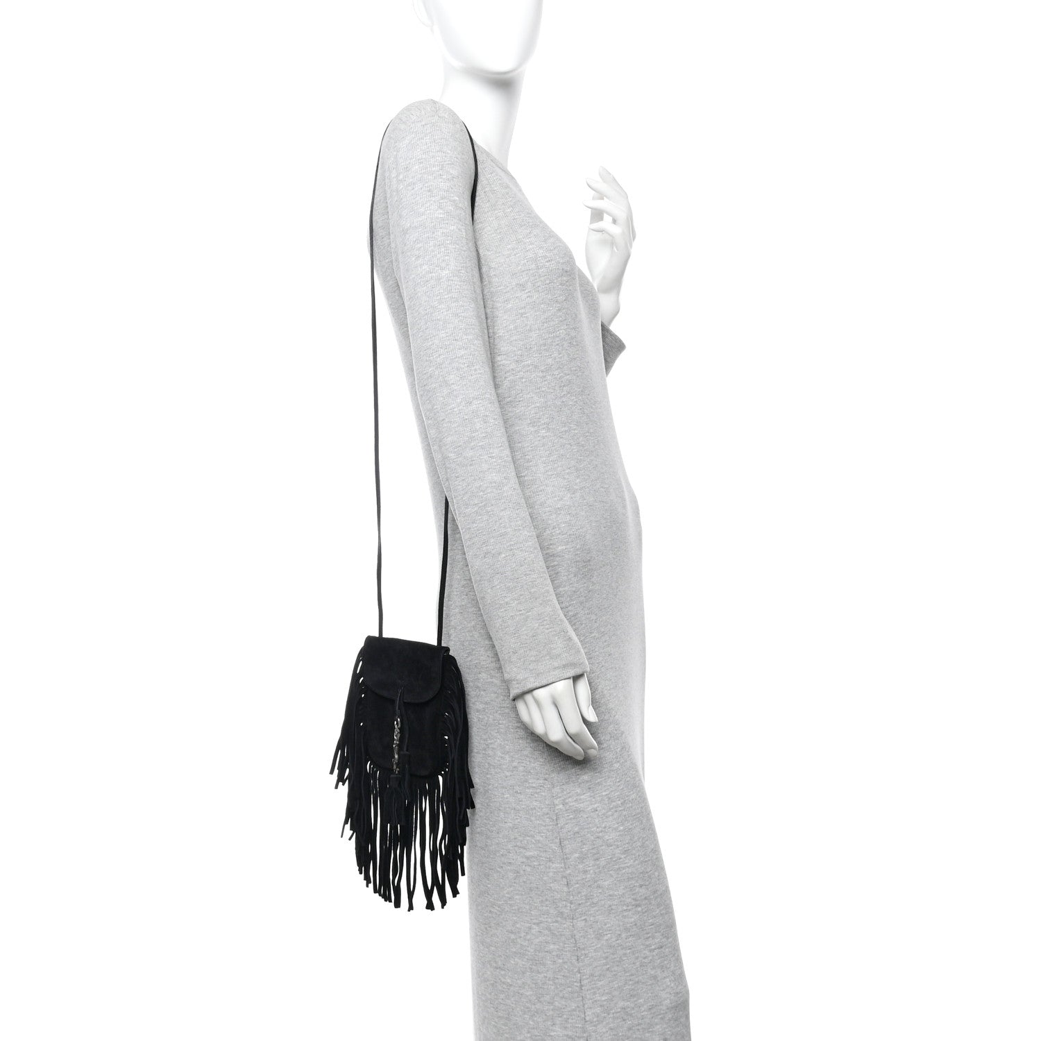 Suede Fringe Toy Monogram Anita Crossbody Bag Black